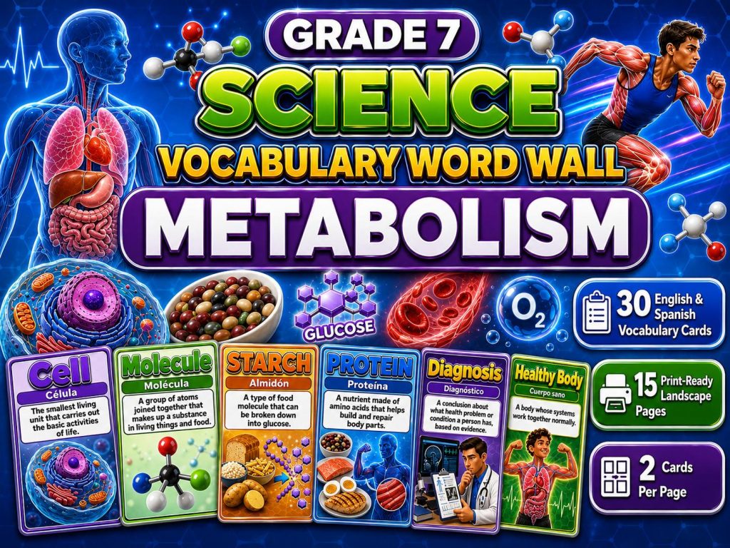 Grade 7 Science Metabolism Word Wall