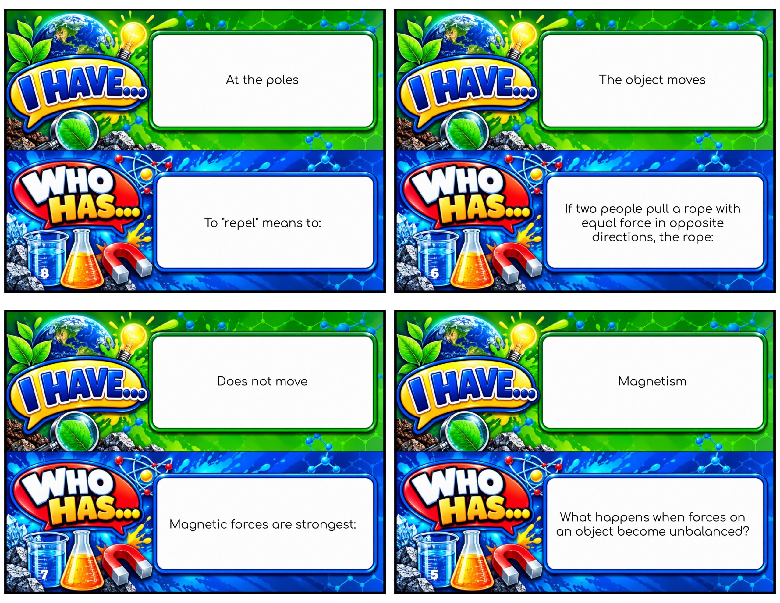 I Have... Who Has...? Balancing Forces – Grade 3 Science (FREE Sample)
