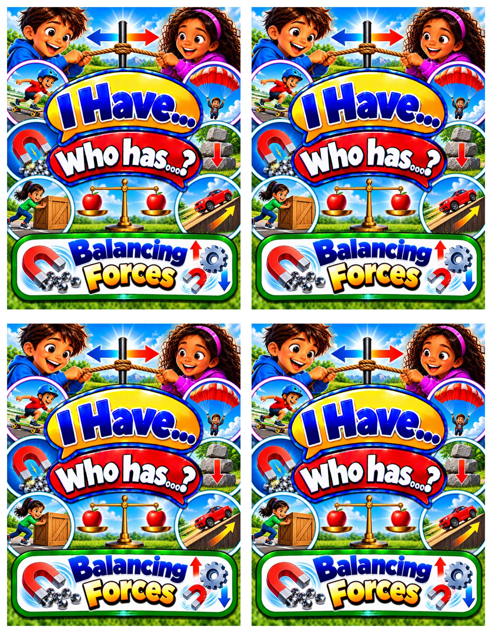 I Have... Who Has...? – Balancing Forces | 4 Interactive Science Review Games – 100 Cards