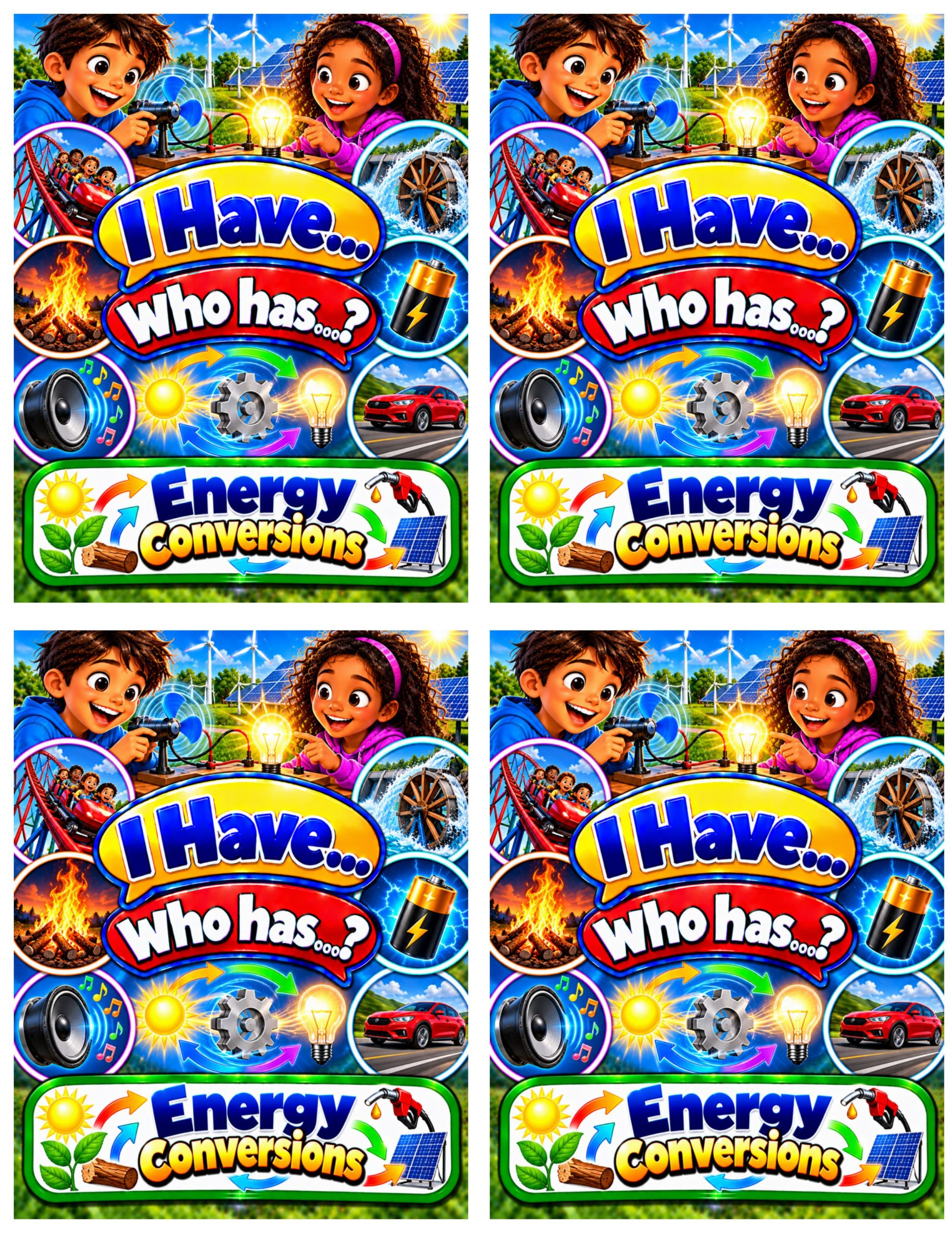 I Have... Who Has...? – Energy Conversions | 4 Interactive Science Review Games – 100 Cards