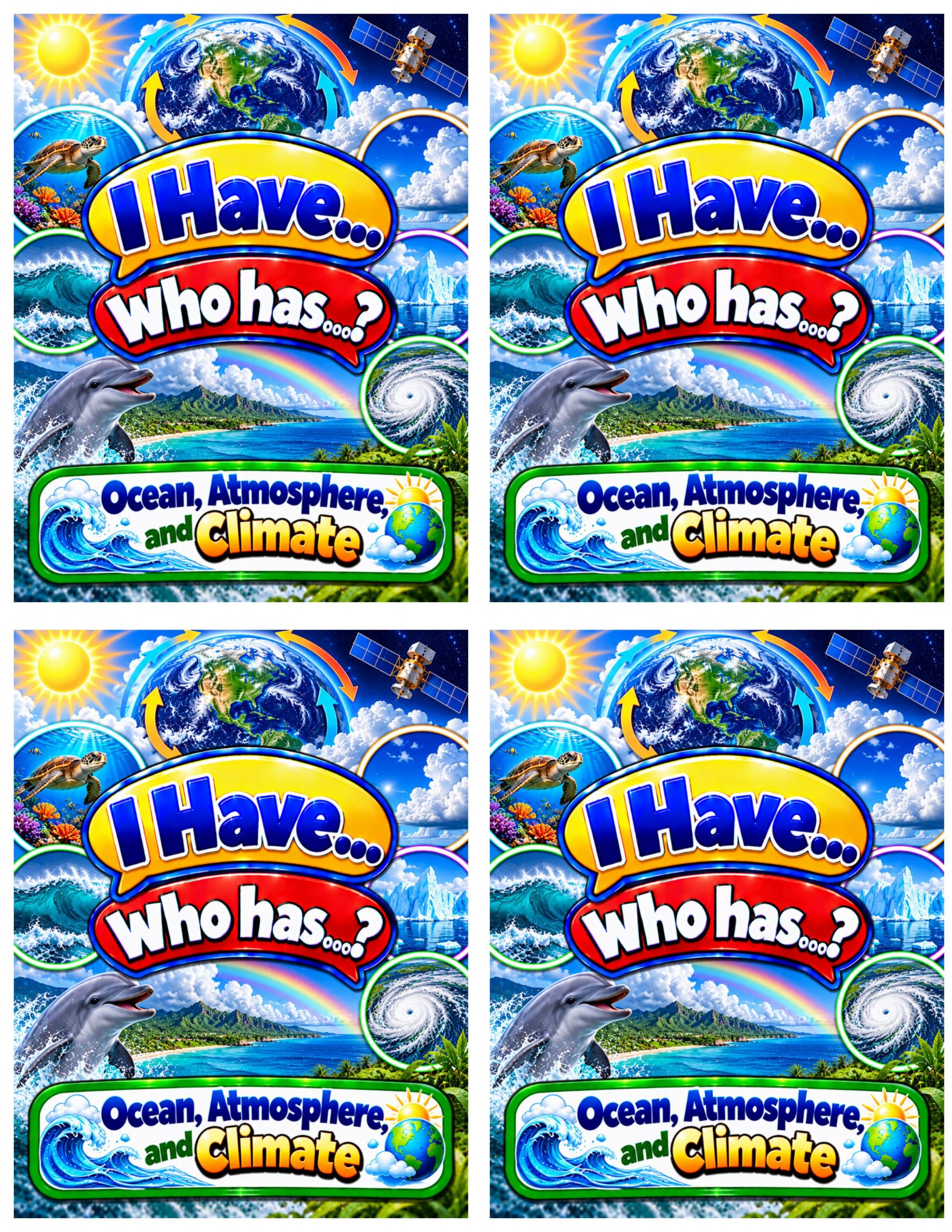 I Have... Who Has...? – Ocean, Atmosphere, and Climate | 4 Interactive Science Review Games – 100 Cards