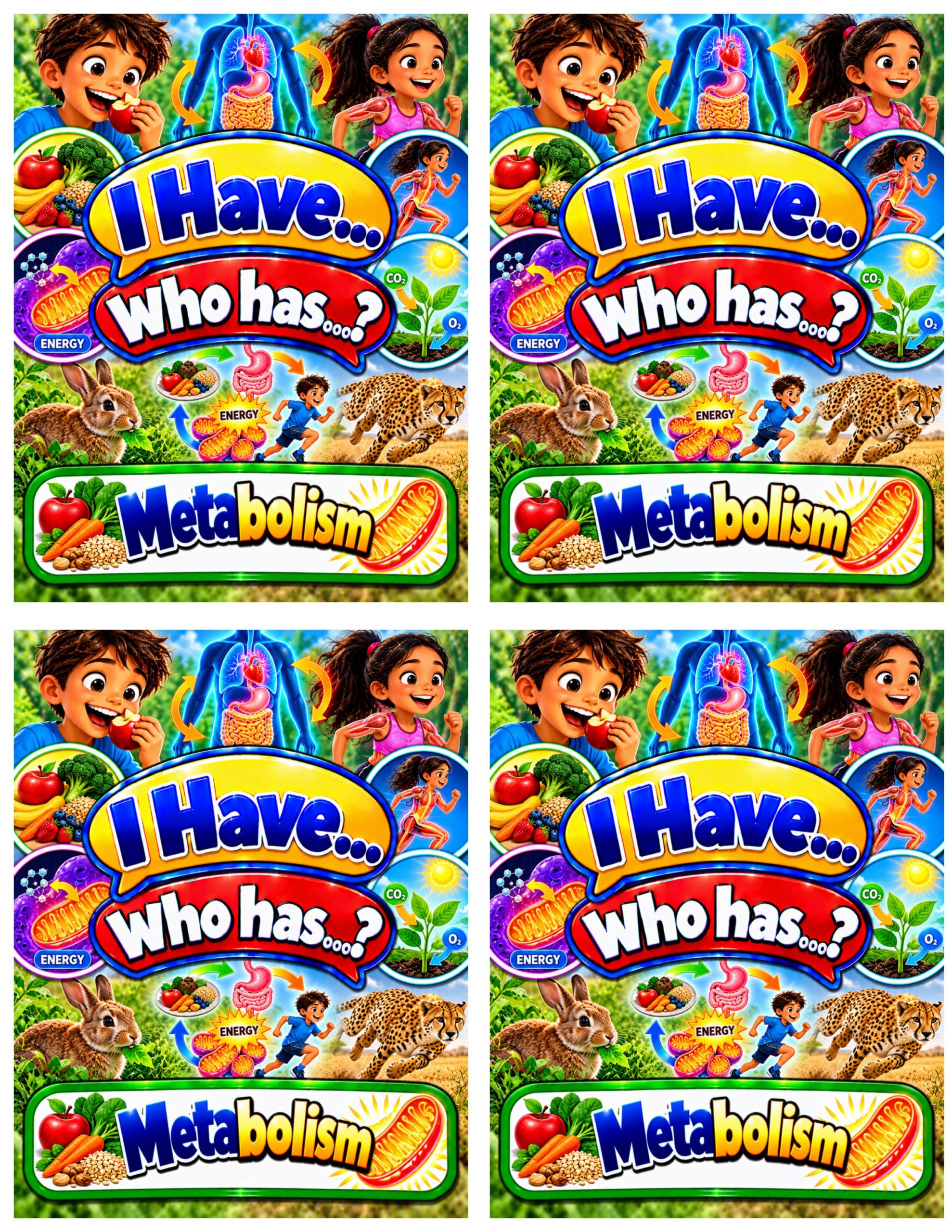I Have... Who Has...? – Metabolism | 4 Interactive Science Review Games – 100 Cards