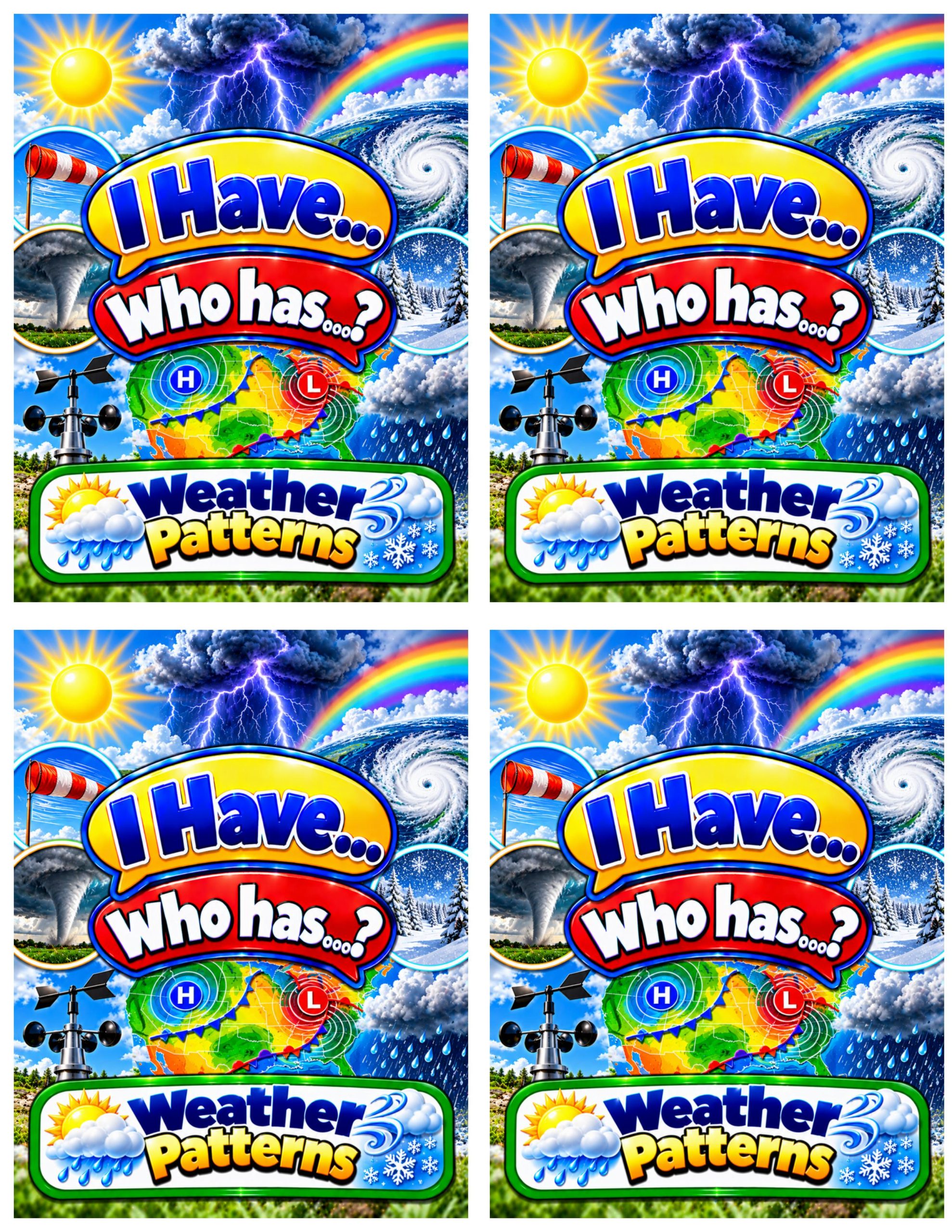 I Have... Who Has...? – Weather Patterns | 4 Interactive Science Review Games – 100 Cards