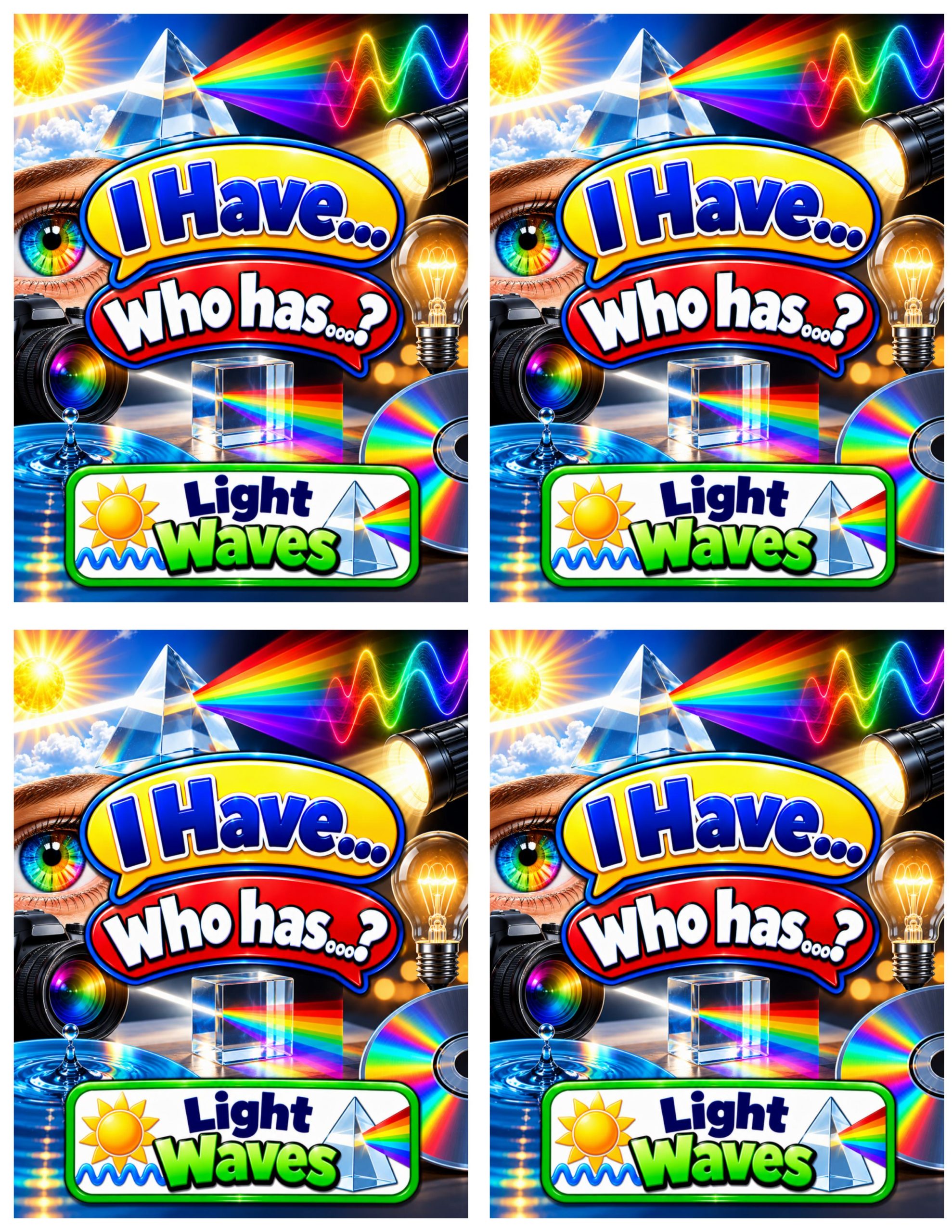 I Have... Who Has...? – Light Waves | 4 Interactive Science Review Games – 100 Cards