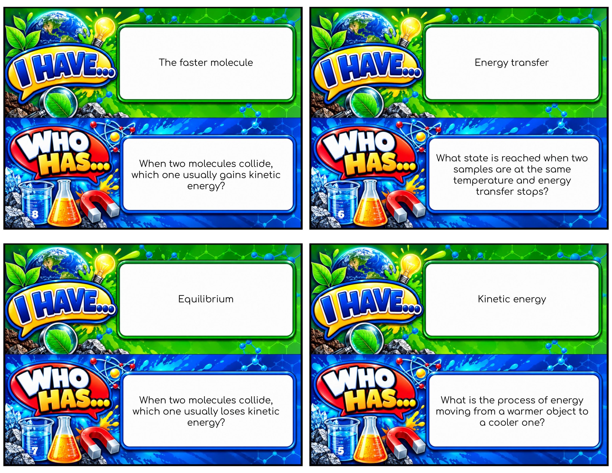 I Have... Who Has...? – Thermal Energy | 4 Interactive Science Review Games – 100 Cards