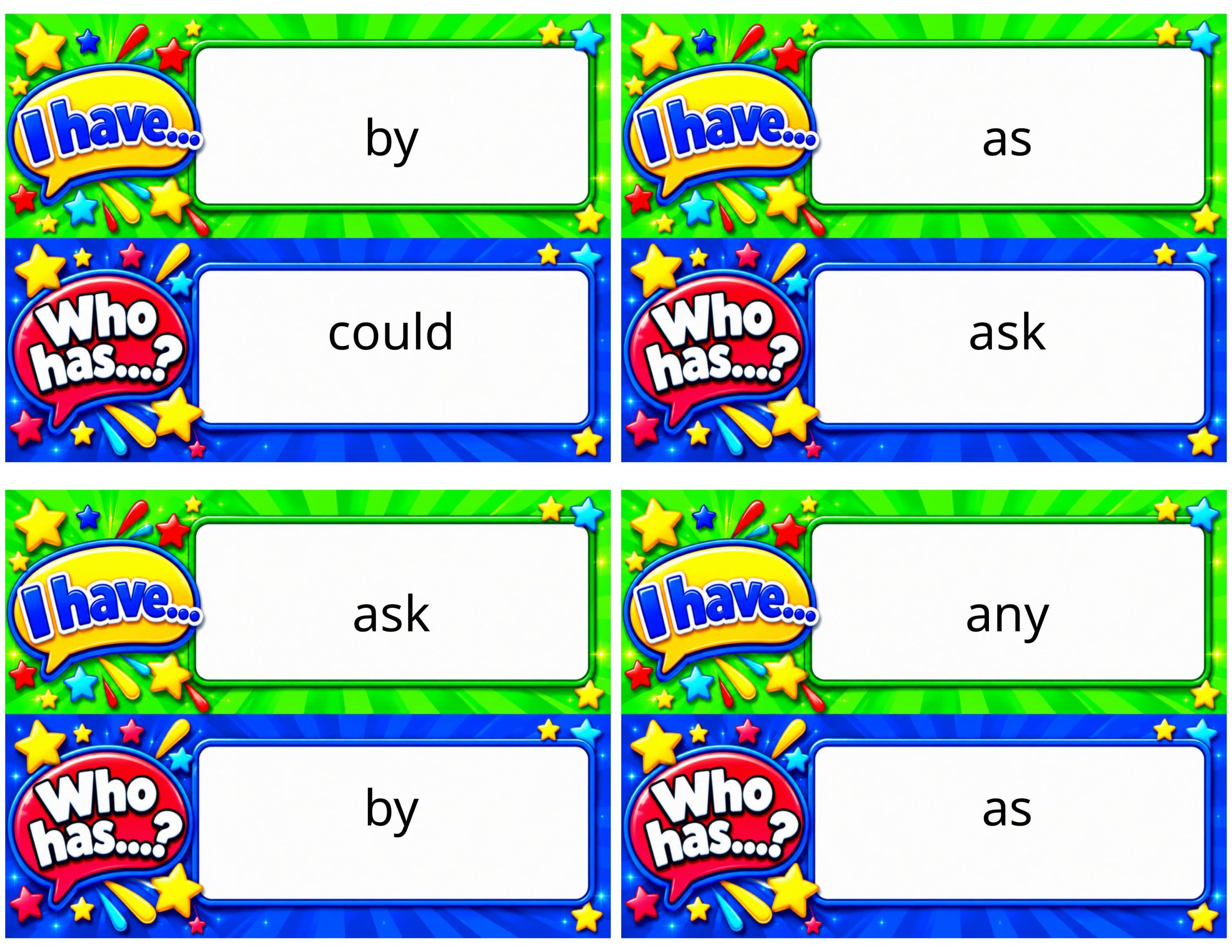 I Have... Who Has...? – Dolch Sight Words First Grade Edition | Interactive Sight Word Reading Game