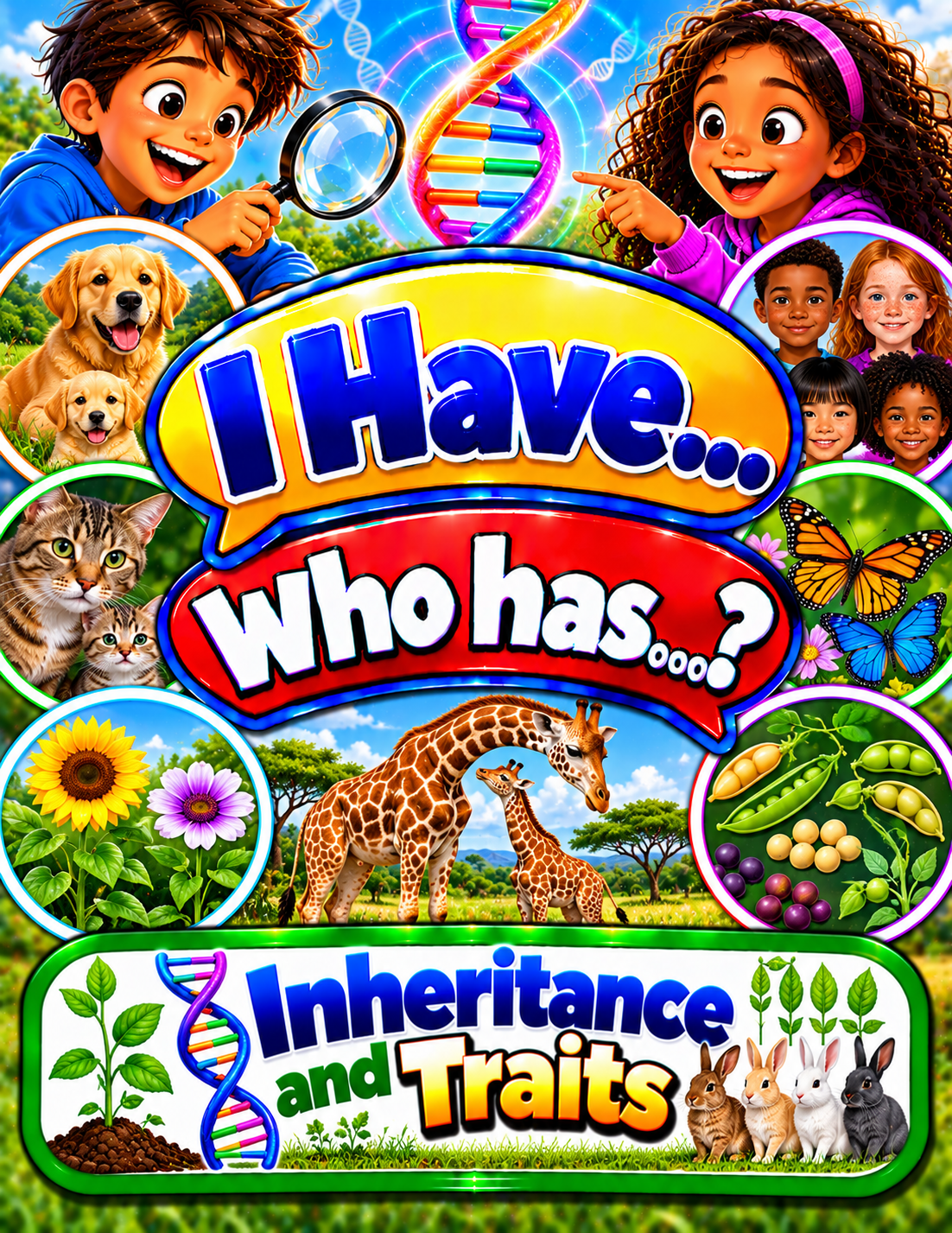 I Have... Who Has...? – Inheritance and Traits | 4 Interactive Science Review Games – 100 Cards cover