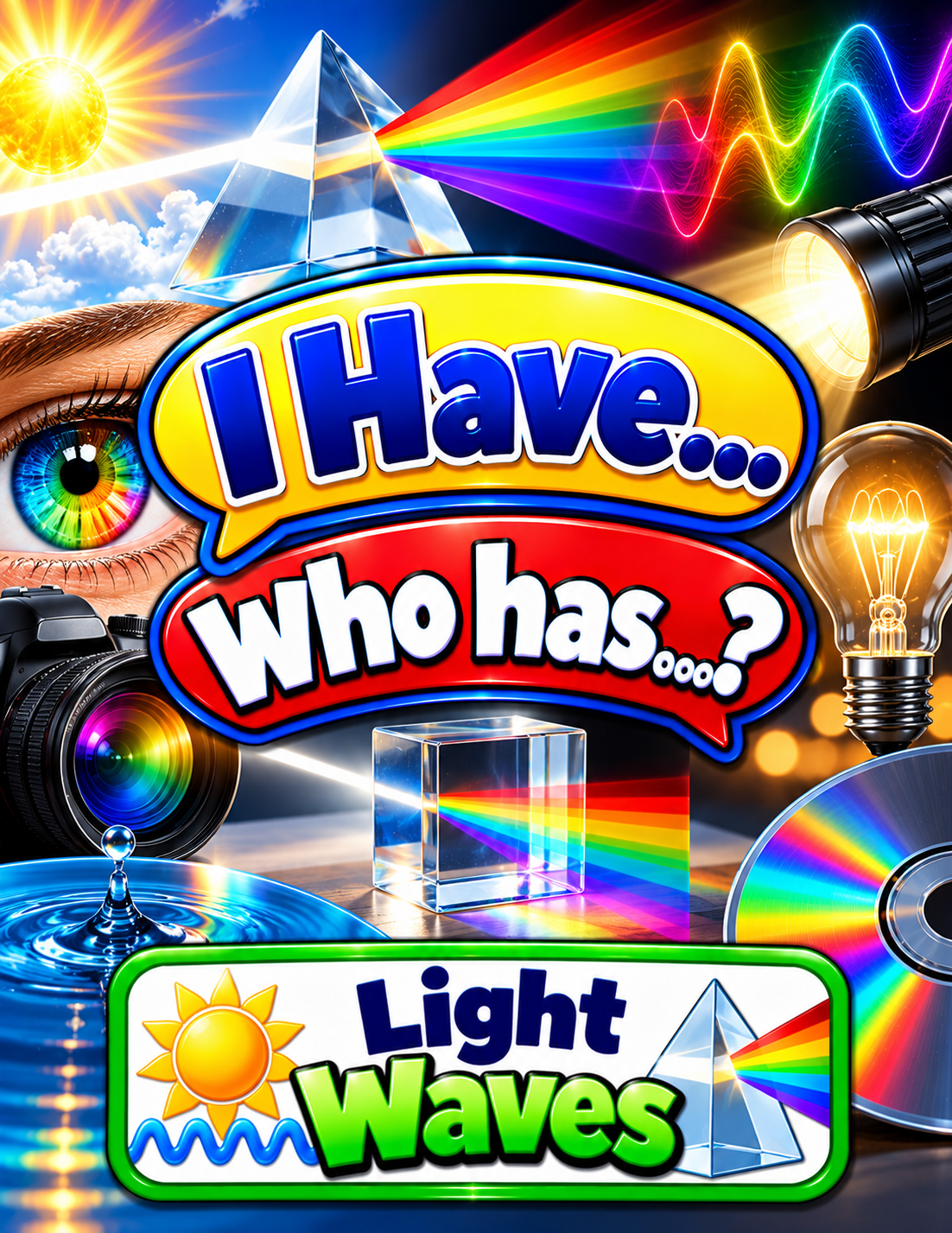 I Have... Who Has...? – Light Waves | 4 Interactive Science Review Games – 100 Cards cover