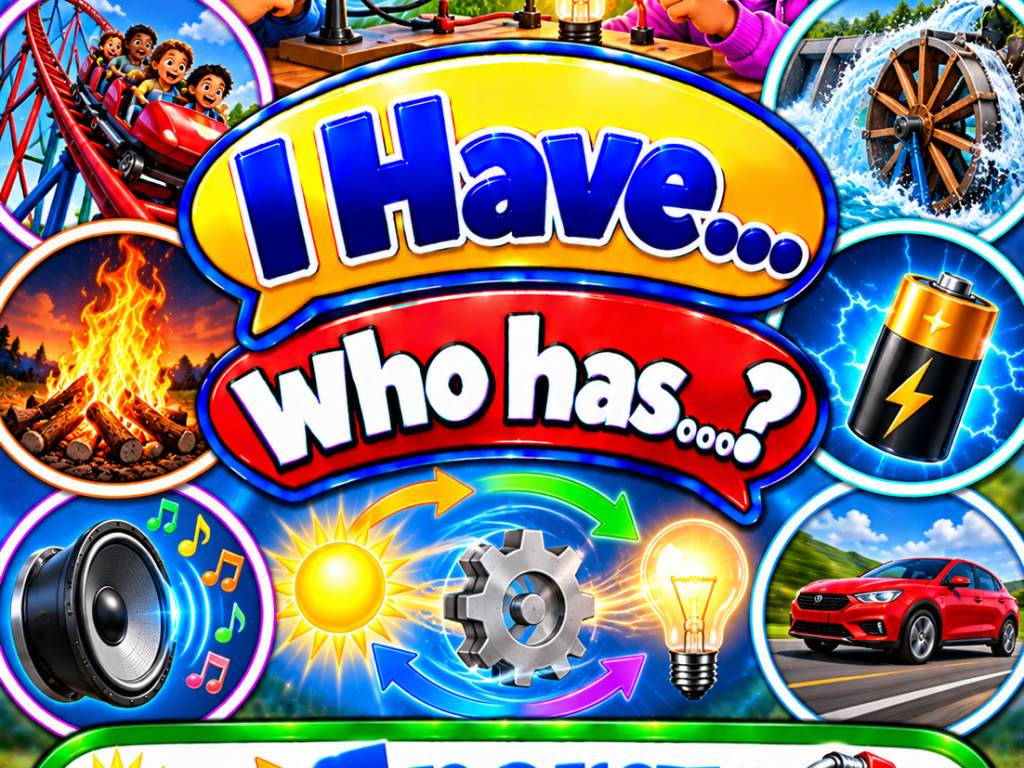 I Have... Who Has...? – Energy Conversions | 4 Interactive Science Review Games – 100 Cards