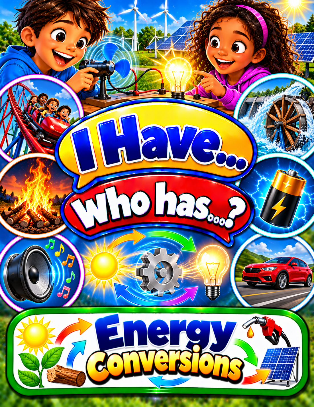 I Have... Who Has...? – Energy Conversions | 4 Interactive Science Review Games – 100 Cards cover
