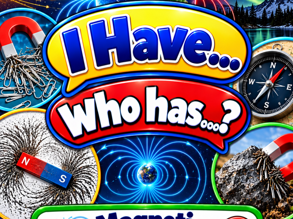 I Have... Who Has...? – Magnetic Fields | 4 Interactive Science Review Games – 100 Cards