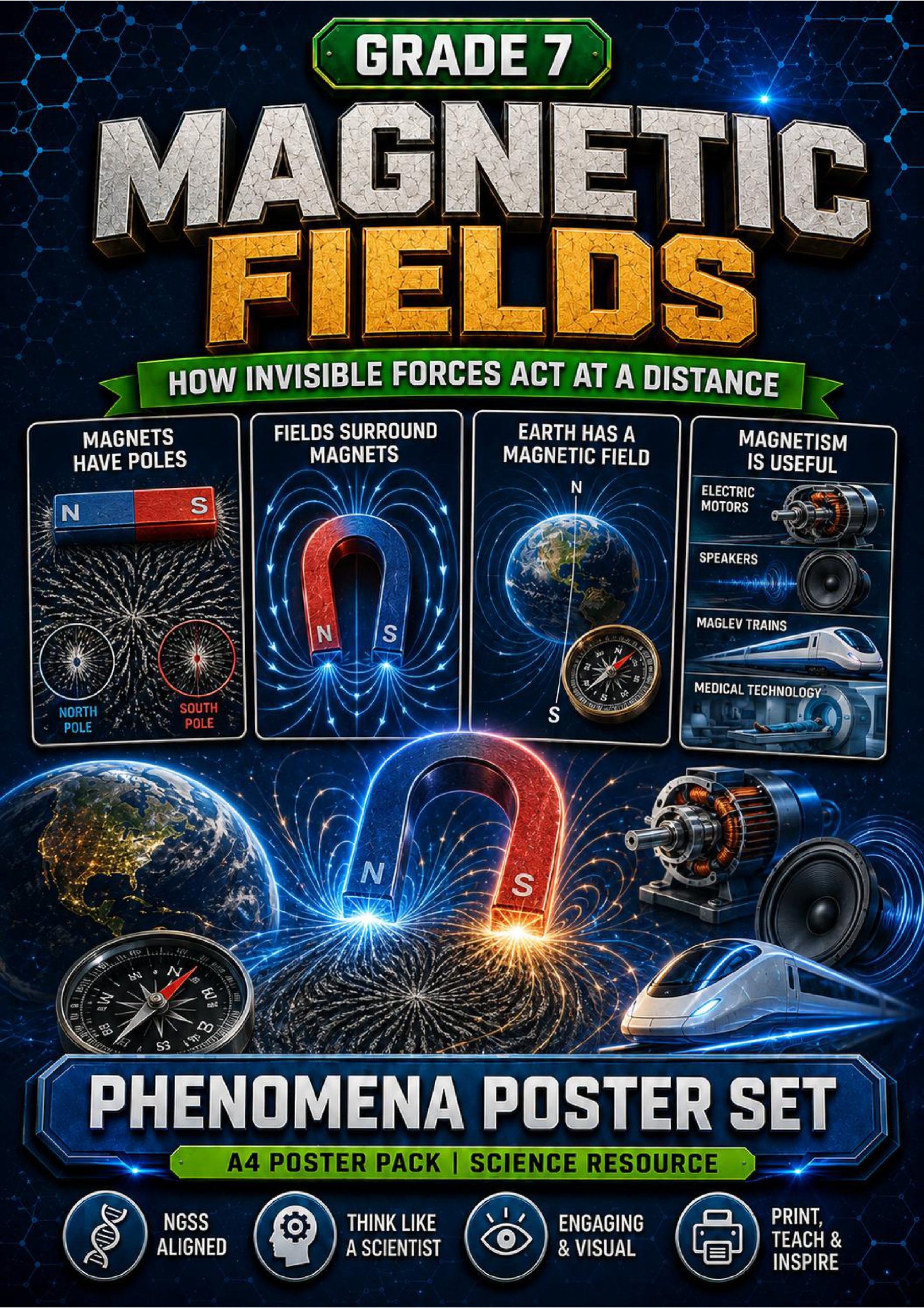 Magnetic Fields Phenomena Poster Set cover