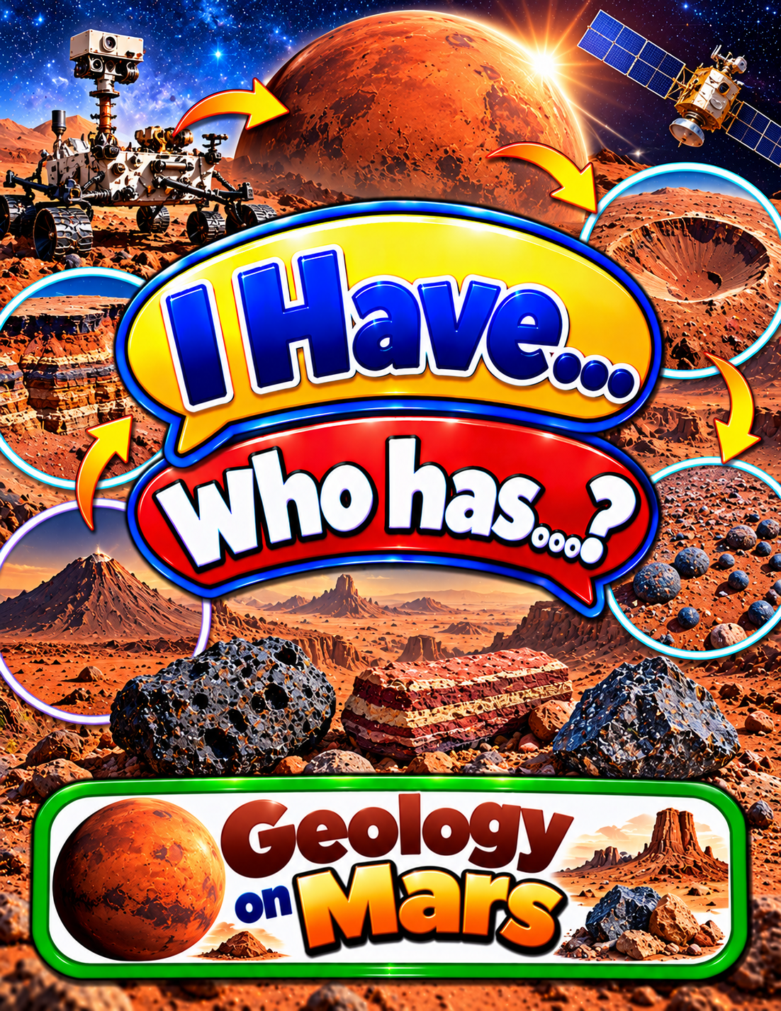 I Have... Who Has...? – Geology on Mars | 4 Interactive Science Review Games – 100 Cards cover
