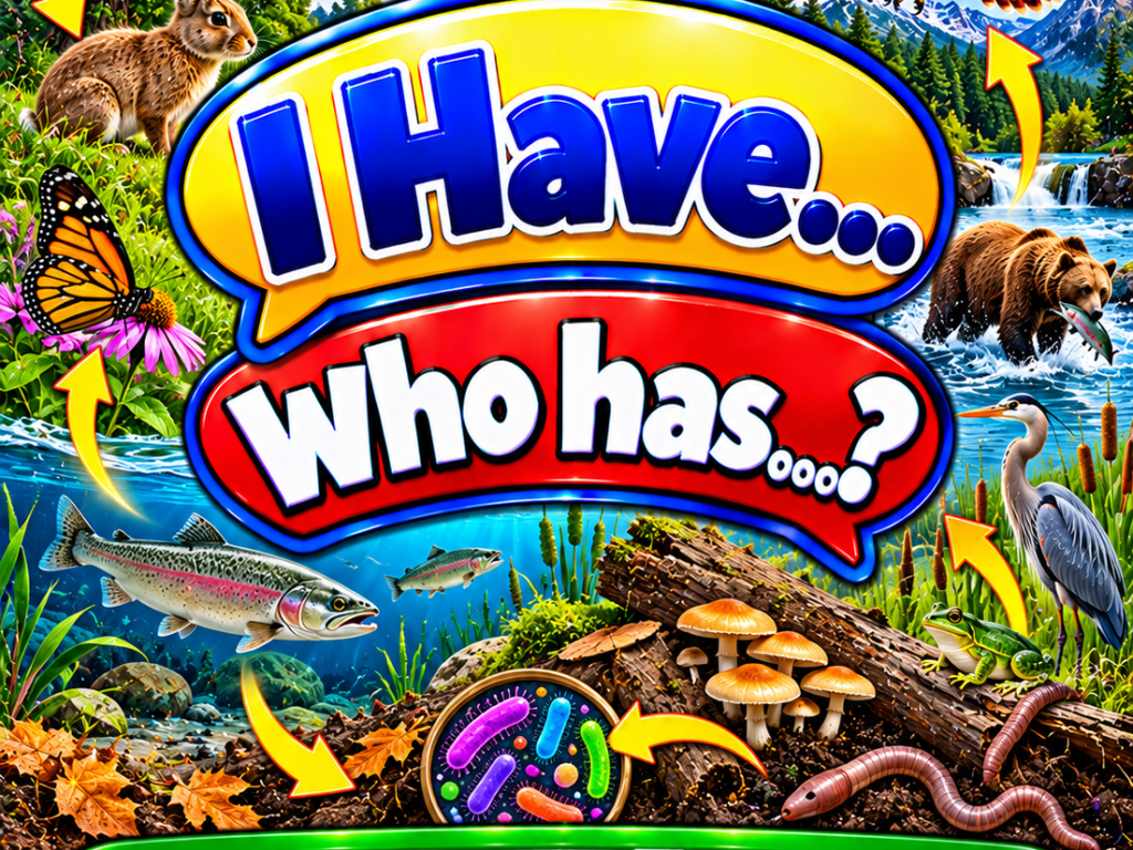 I Have... Who Has...? – Matter and Energy in Ecosystems | 4 Interactive Science Review Games – 100 Cards