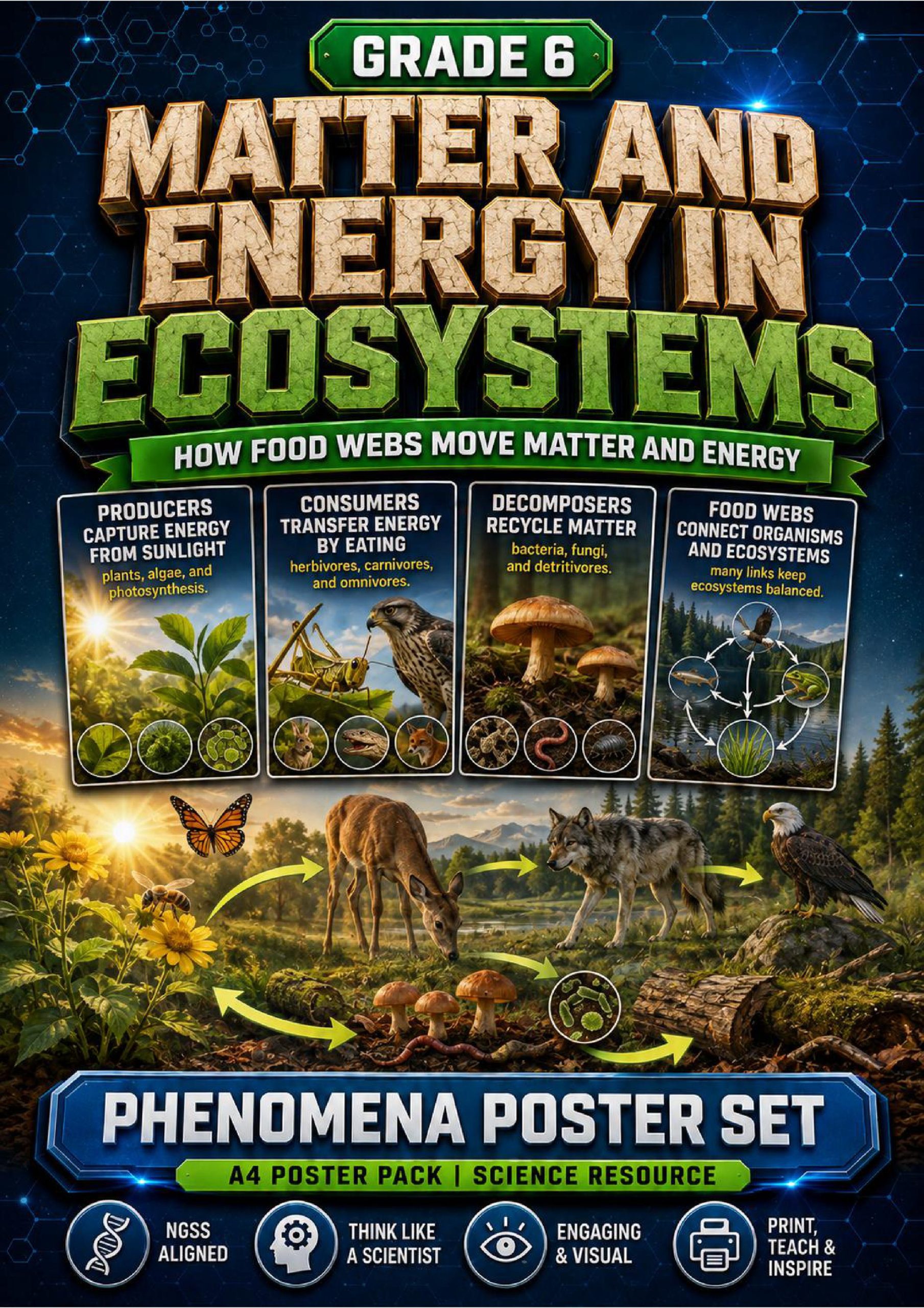 Matter and Energy in Ecosystems Phenomena Poster Set cover