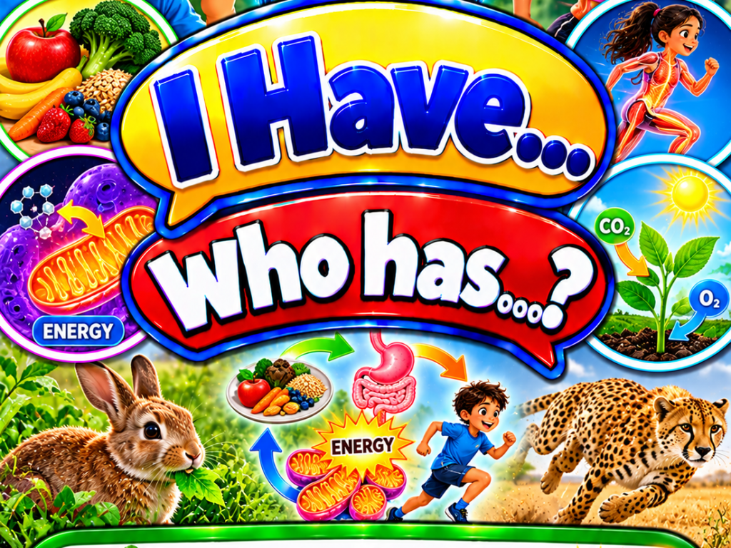 I Have... Who Has...? – Metabolism | 4 Interactive Science Review Games – 100 Cards