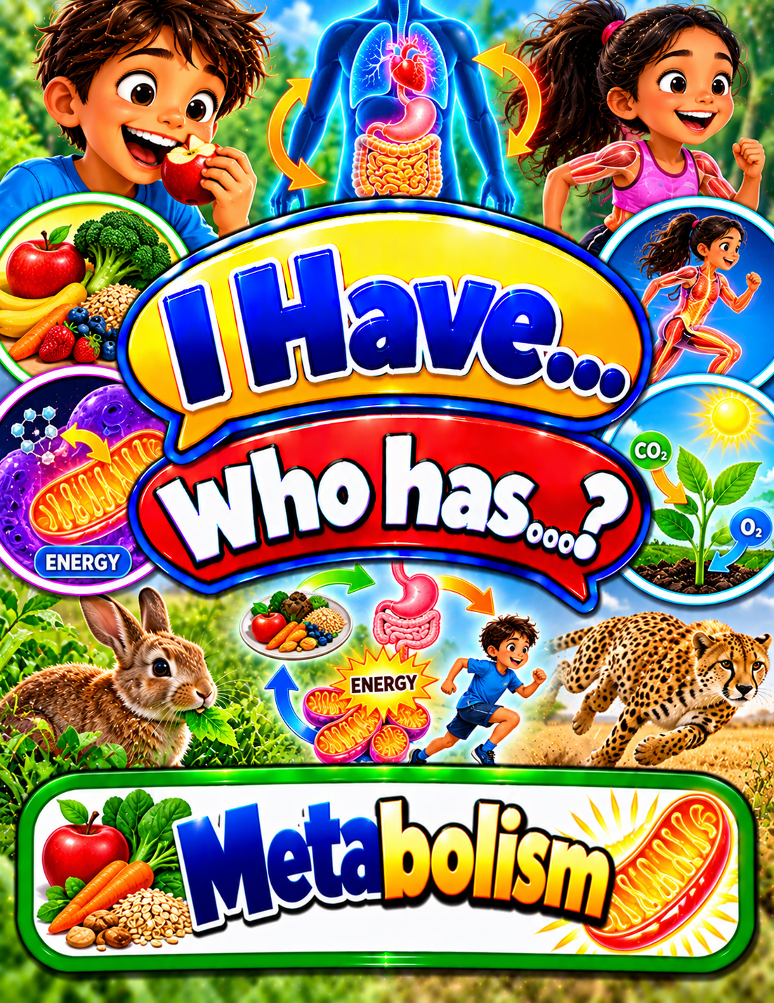 I Have... Who Has...? – Metabolism | 4 Interactive Science Review Games – 100 Cards cover