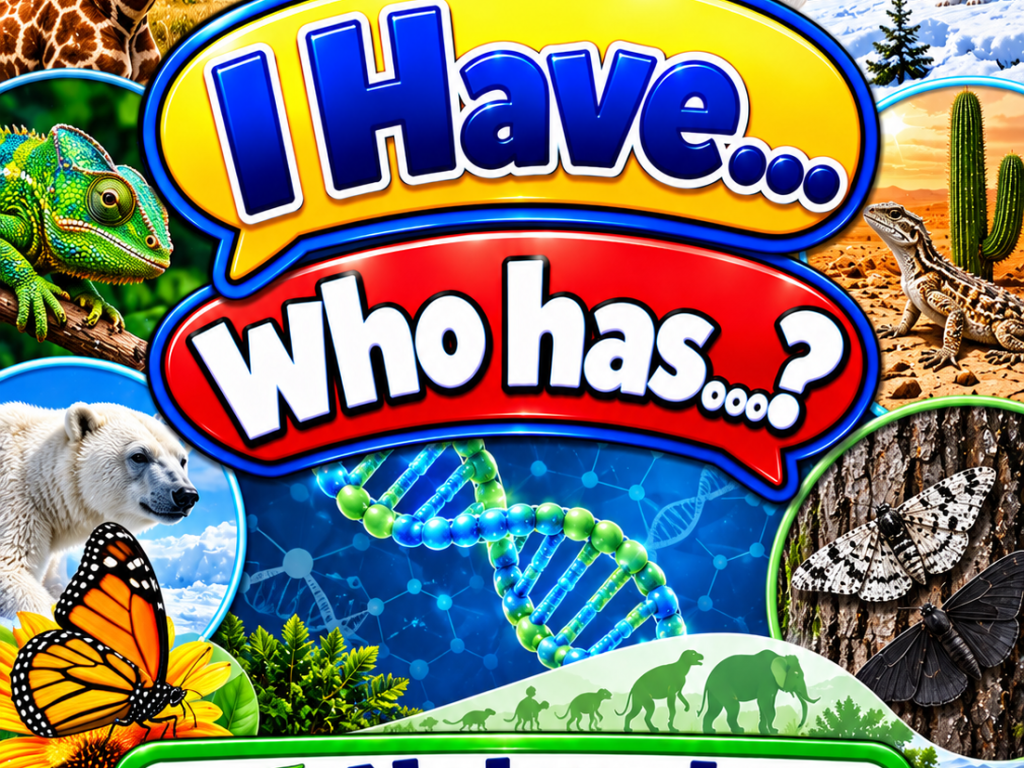 I Have... Who Has...? – Natural Selection | 4 Interactive Science Review Games – 100 Cards