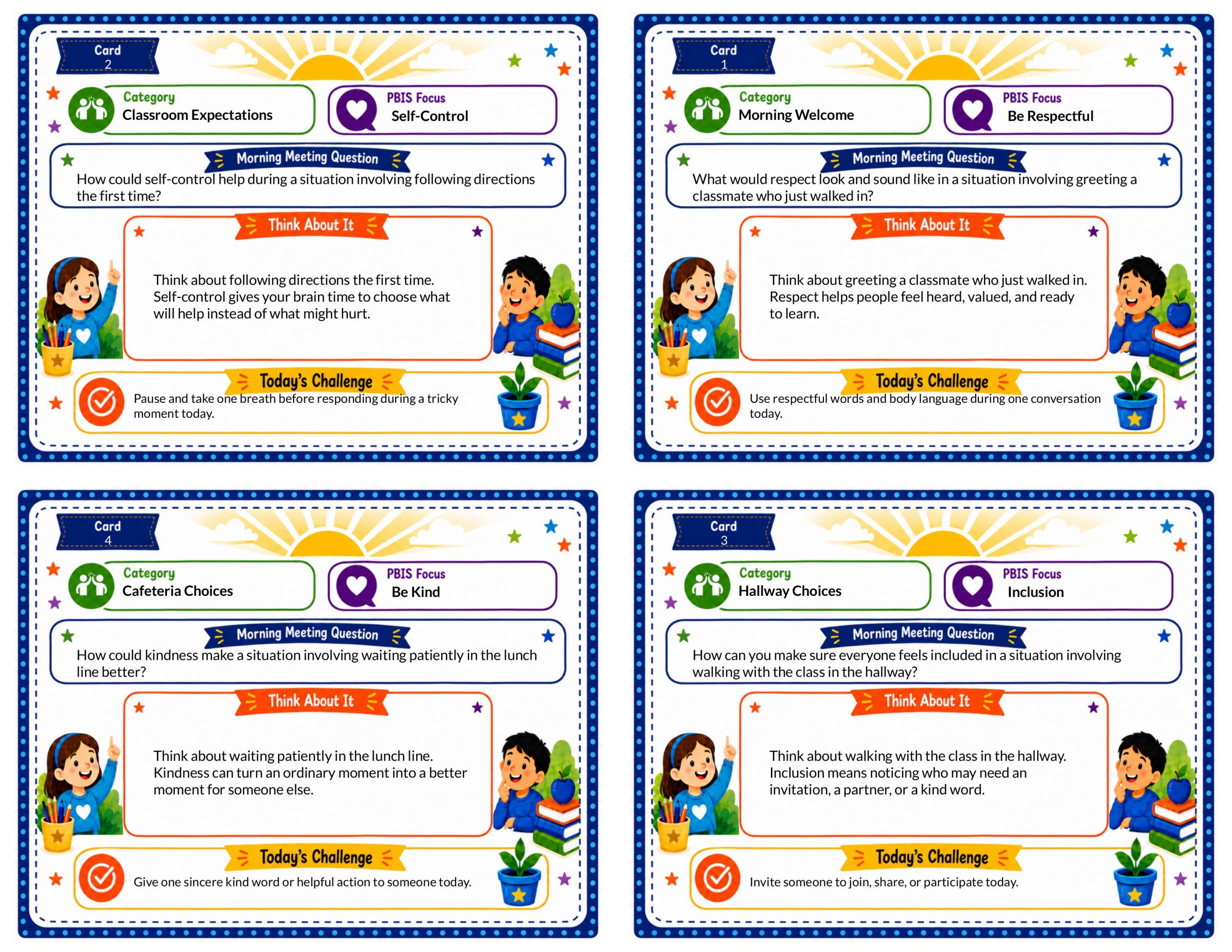 PBIS Morning Meeting Cards