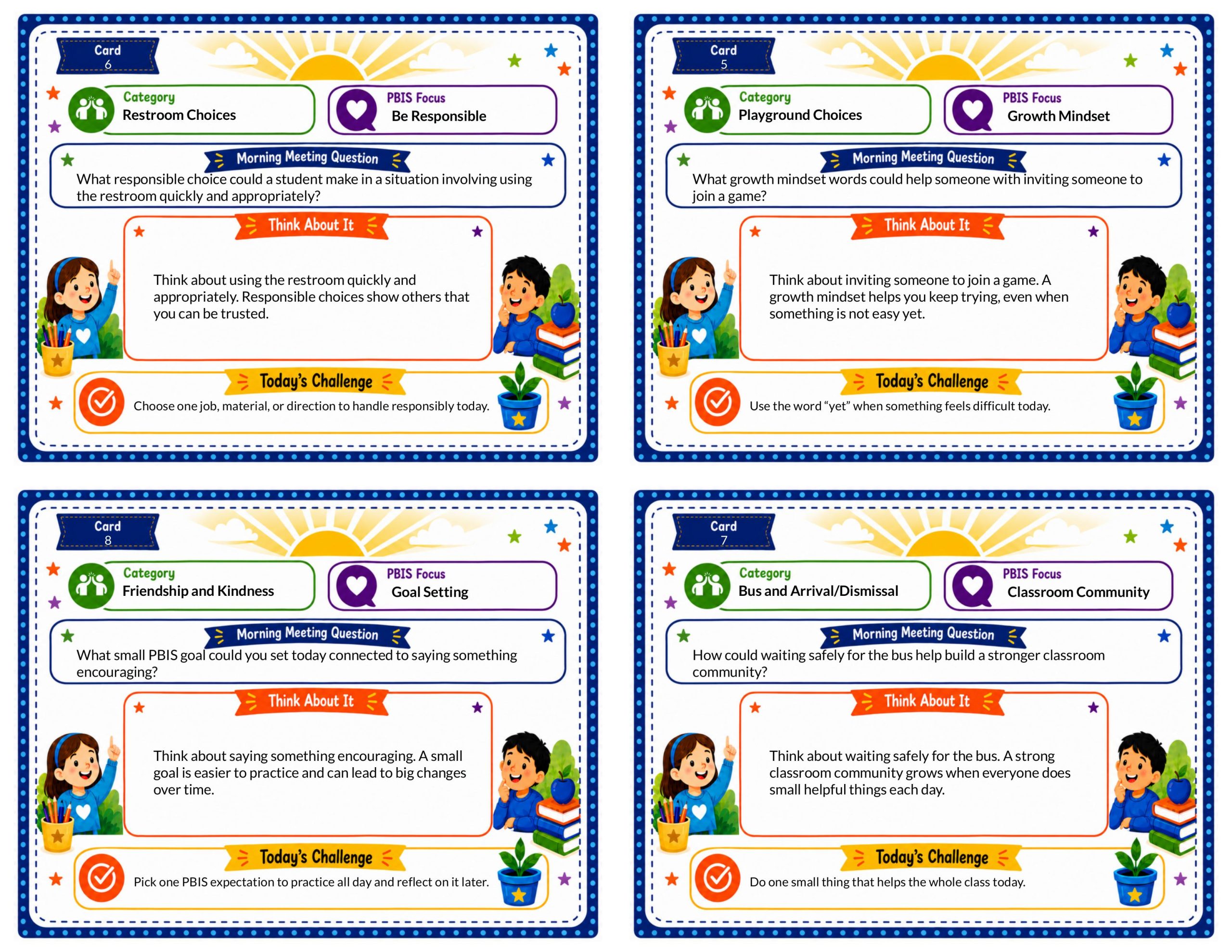 PBIS Morning Meeting Cards