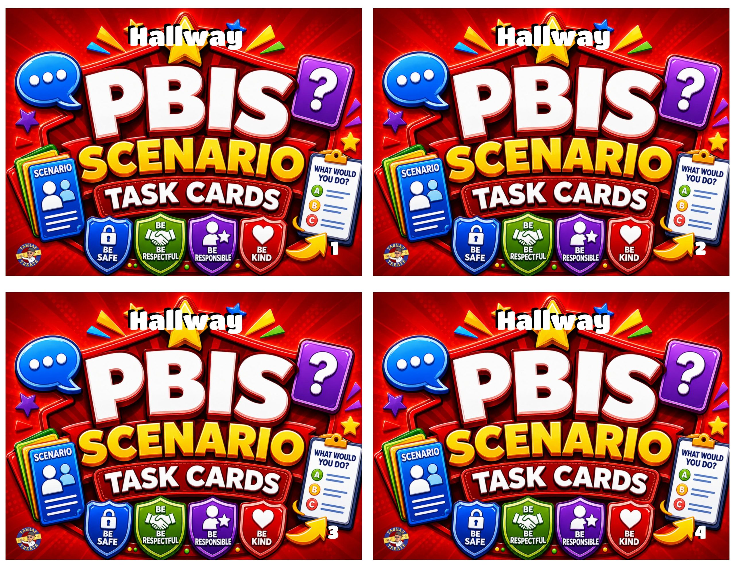 PBIS Scenario Task Cards: Hallway Edition