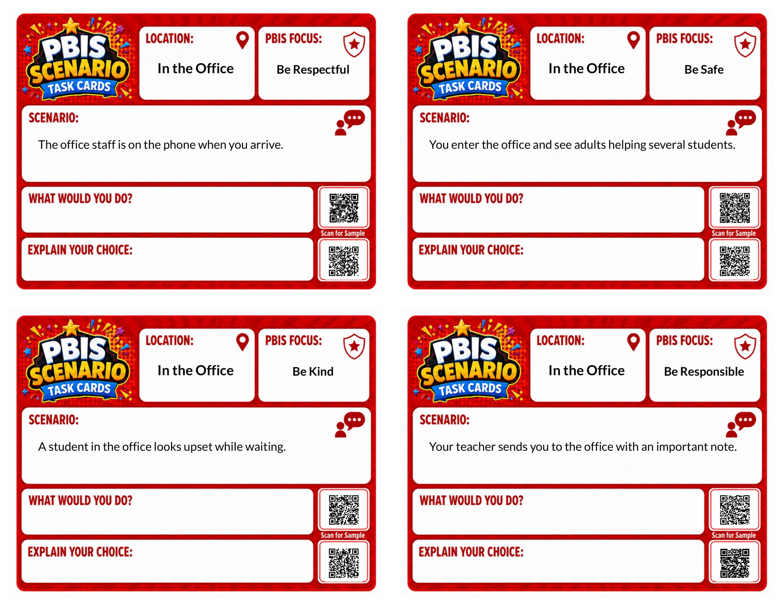 PBIS Scenario Task Cards: In the Office Edition