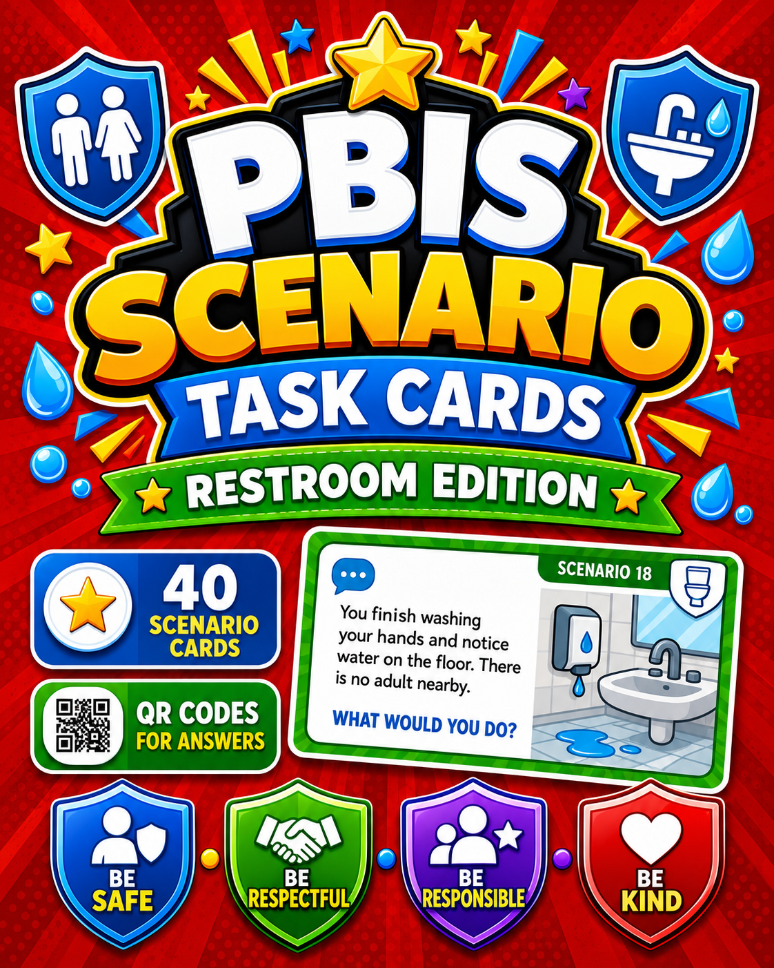 PBIS Scenario Task Cards: Restroom Edition cover