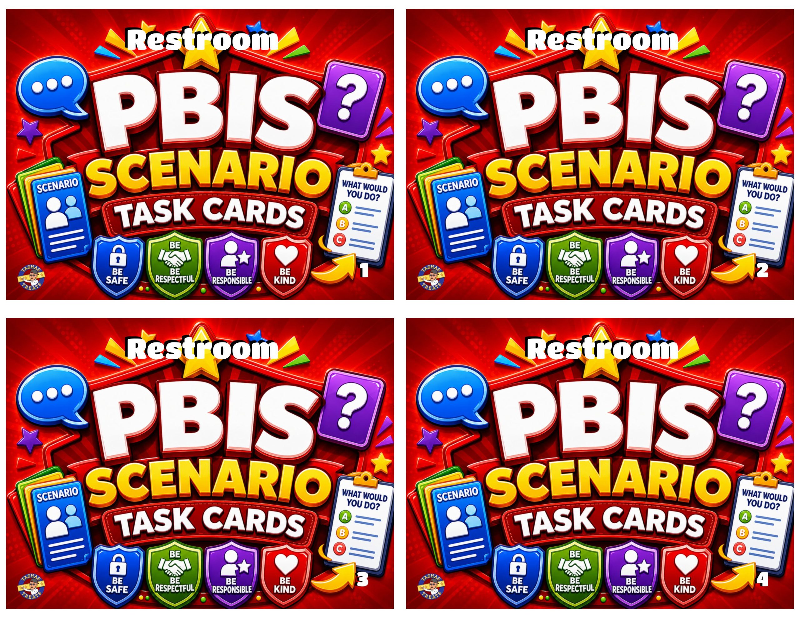 PBIS Scenario Task Cards: Restroom Edition