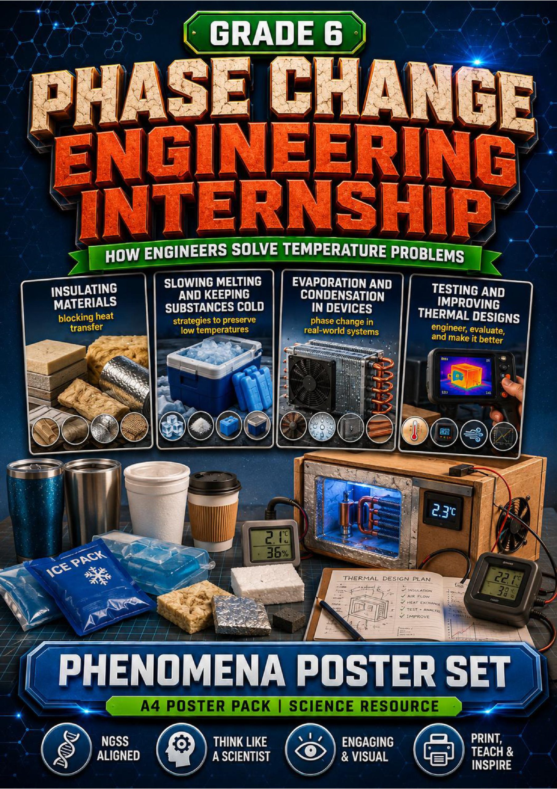 Phase Change Engineering Internship Phenomena Poster Set cover