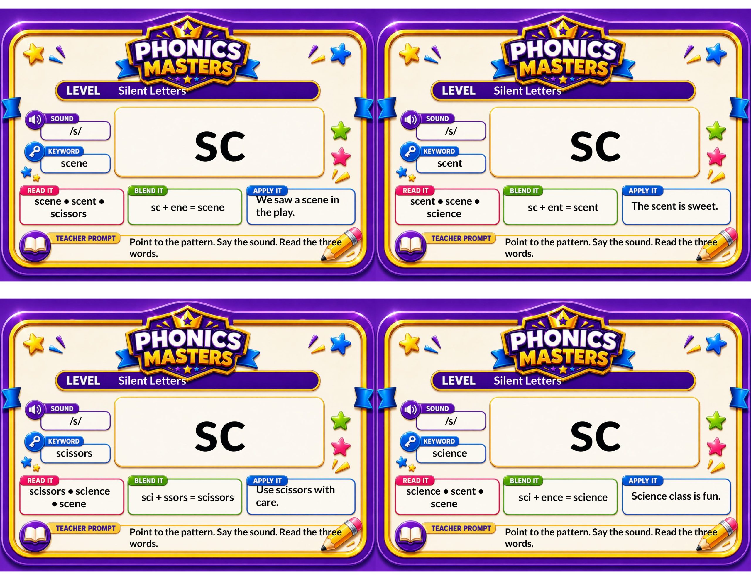 Phonics Masters Deck 12 – Silent Letters and Advanced Patterns | 64 Advanced Decoding Cards