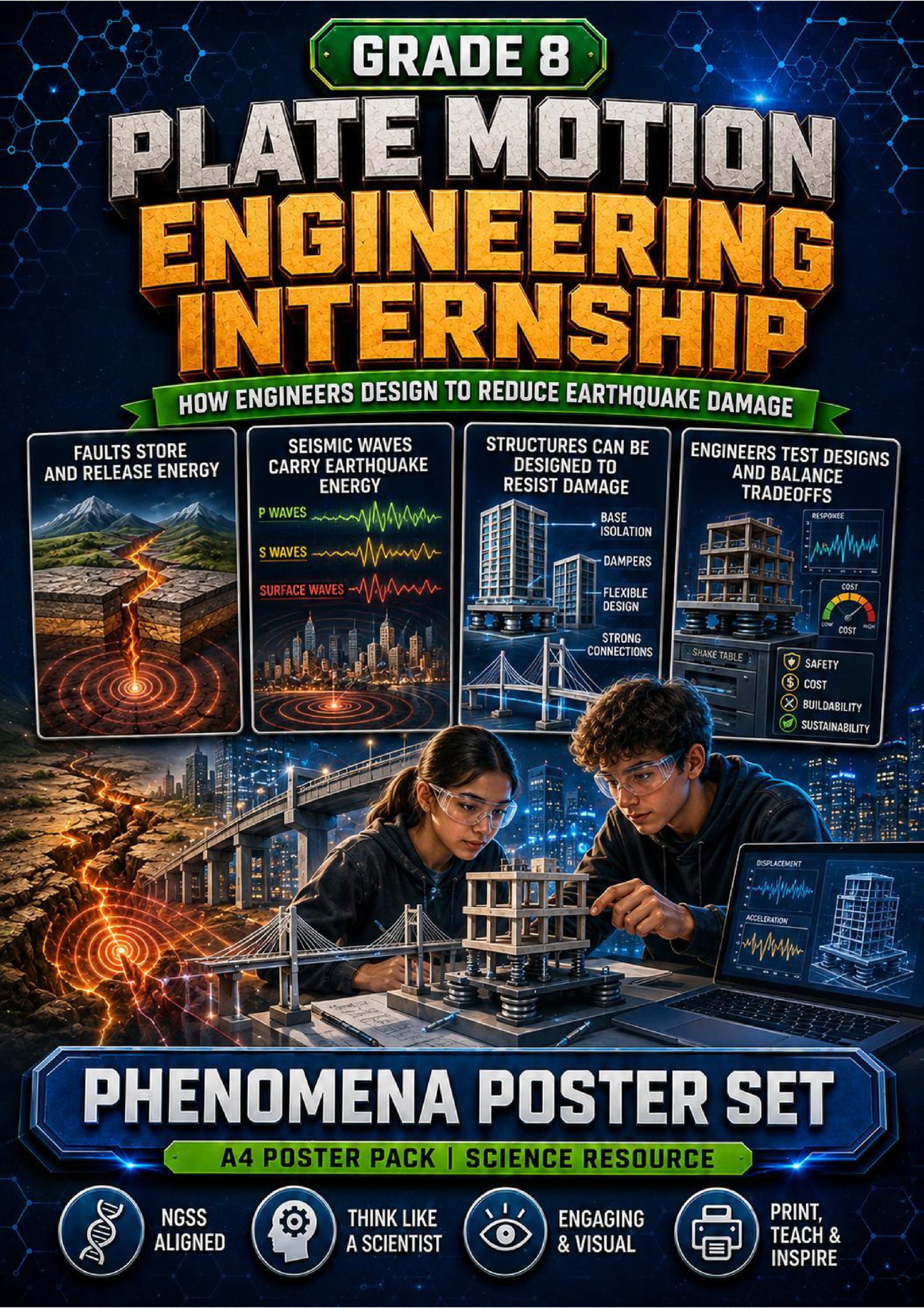 Plate Motion Engineering Internship Phenomena Poster Set cover