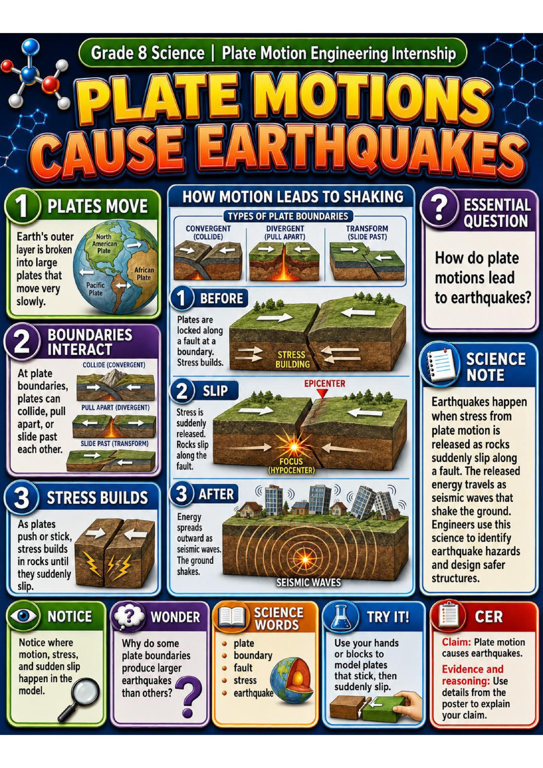 Plate Motion Engineering Internship Phenomena Poster Set