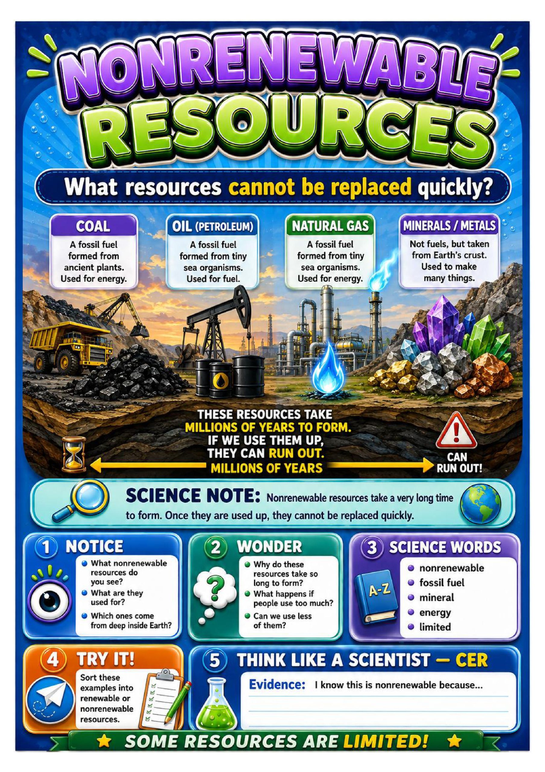 Renewable and Nonrenewable Resources Science Concept Posters
