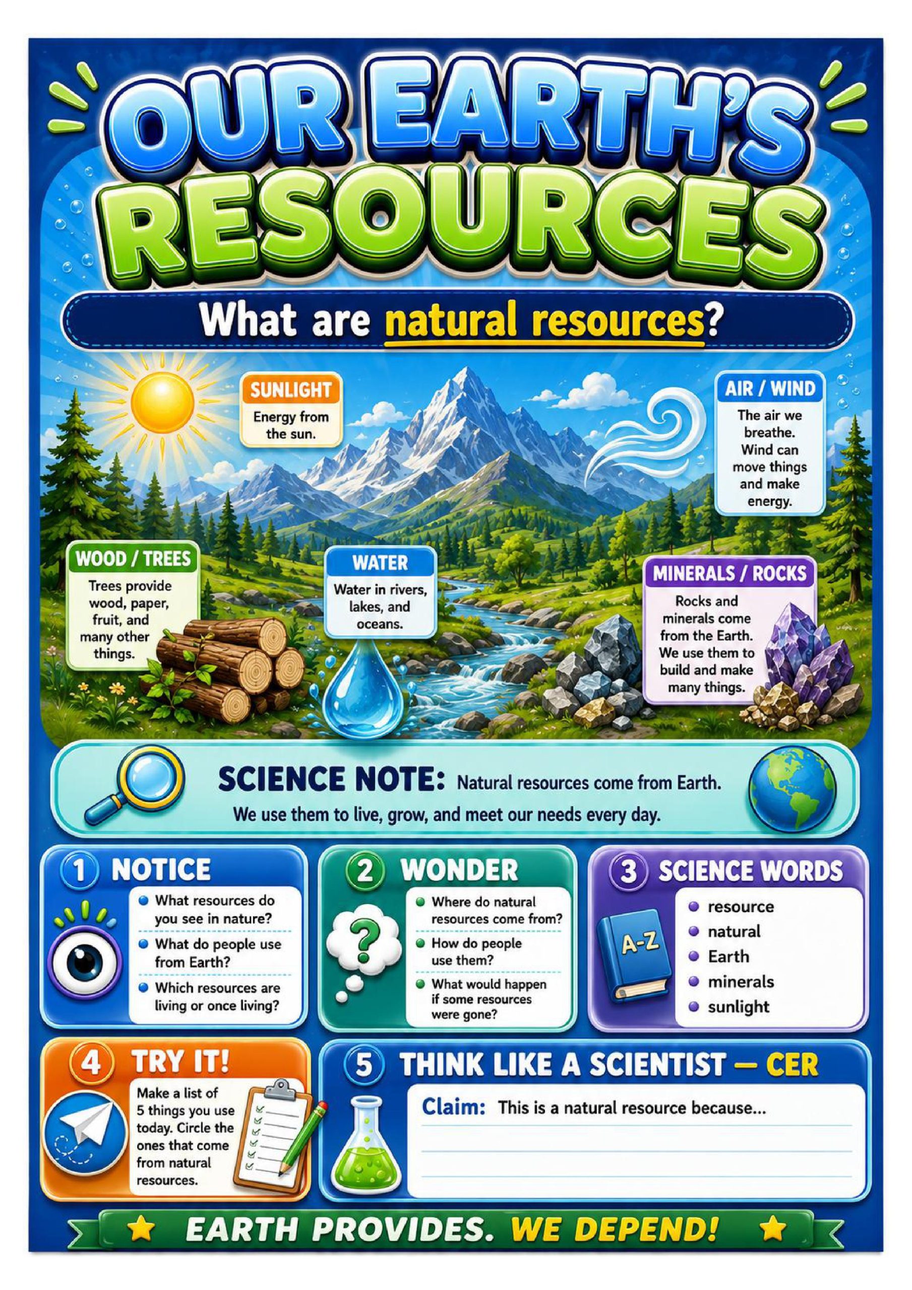Renewable and Nonrenewable Resources Science Concept Posters