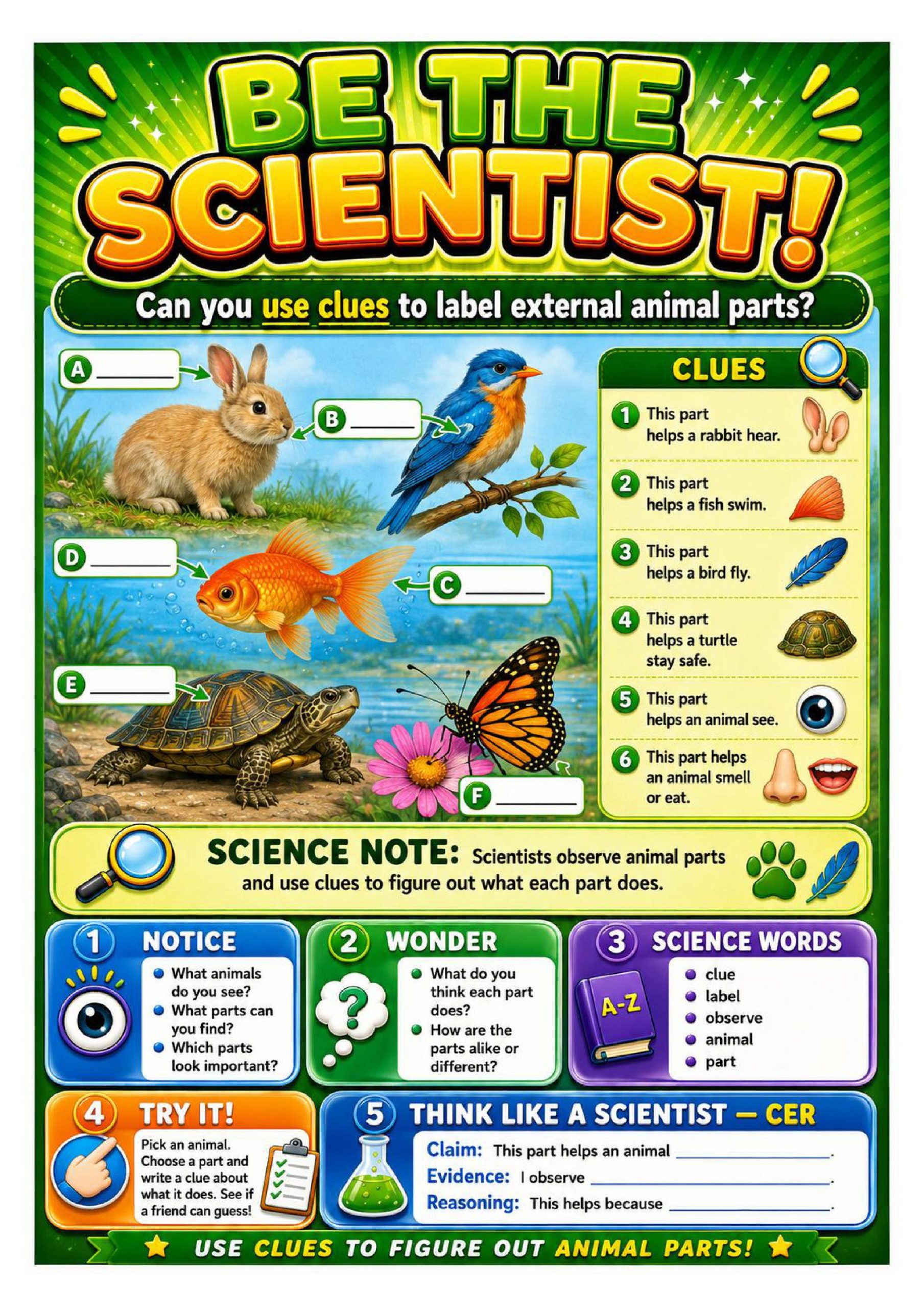 Animal Parts Science Concept Posters