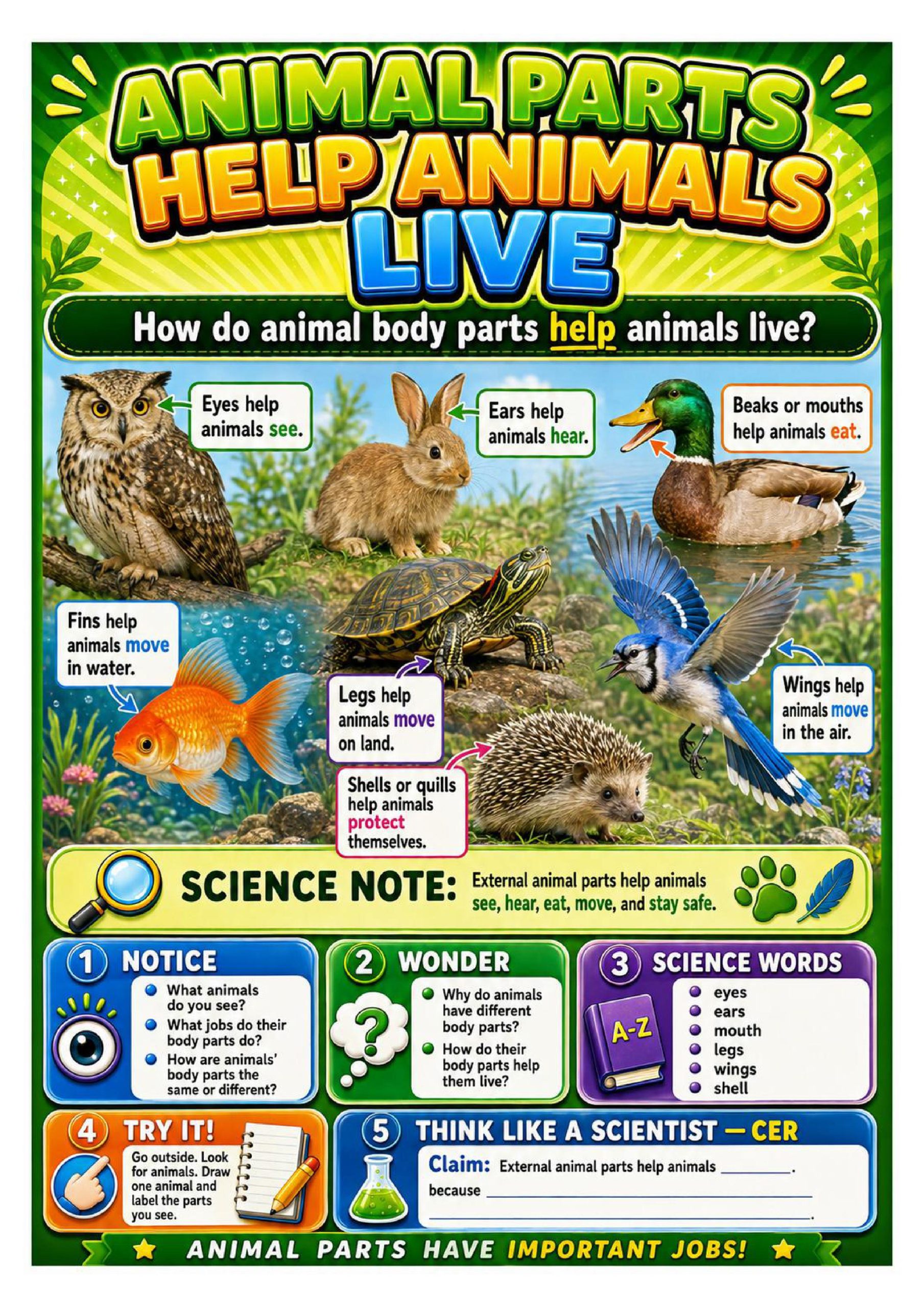 Animal Parts Science Concept Posters