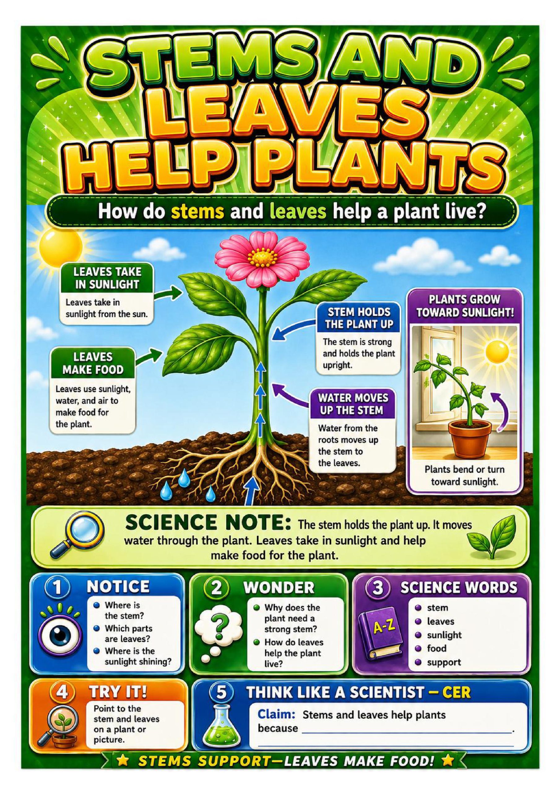 Parts of a Plant Science Concept Posters