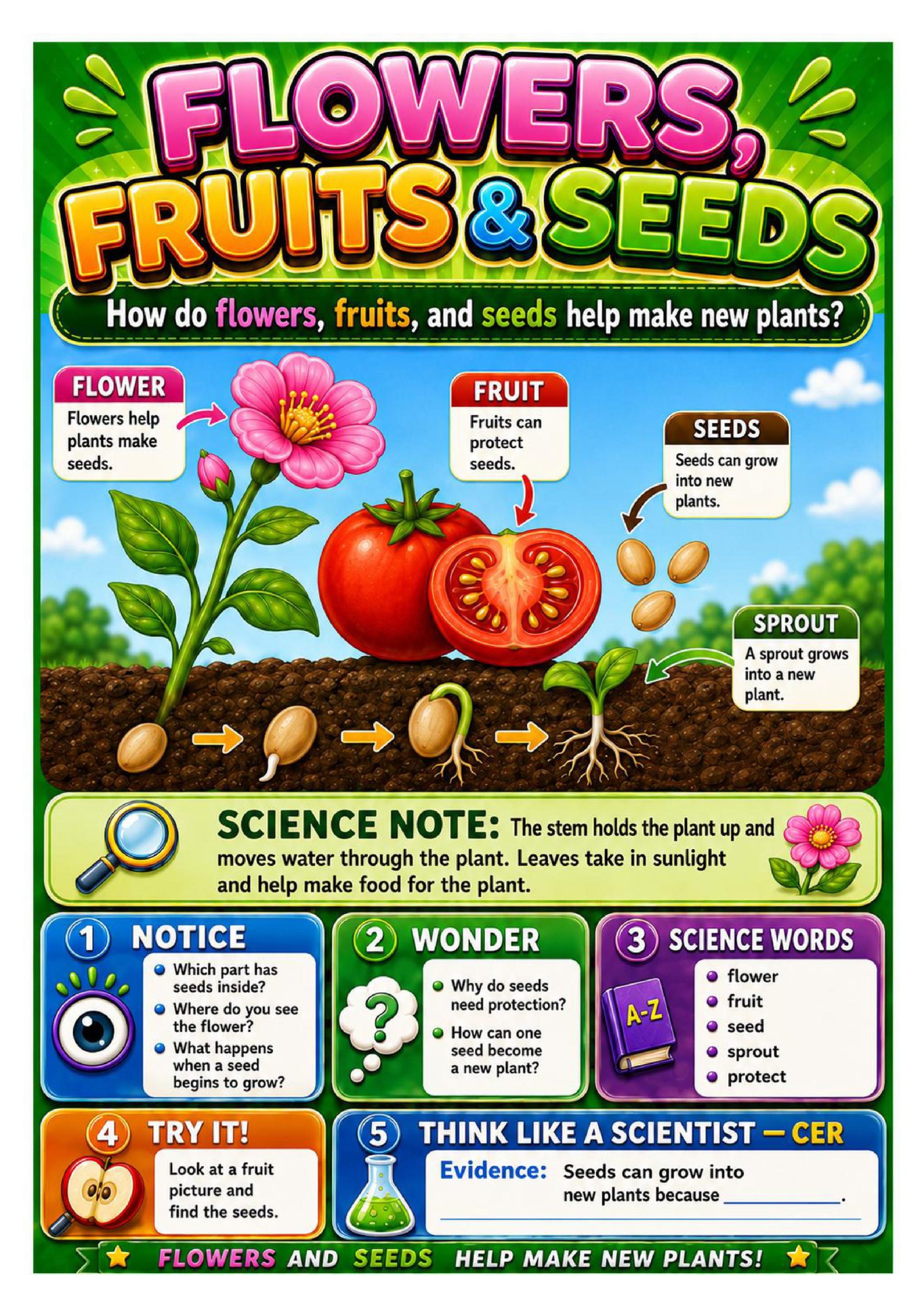 Parts of a Plant Science Concept Posters