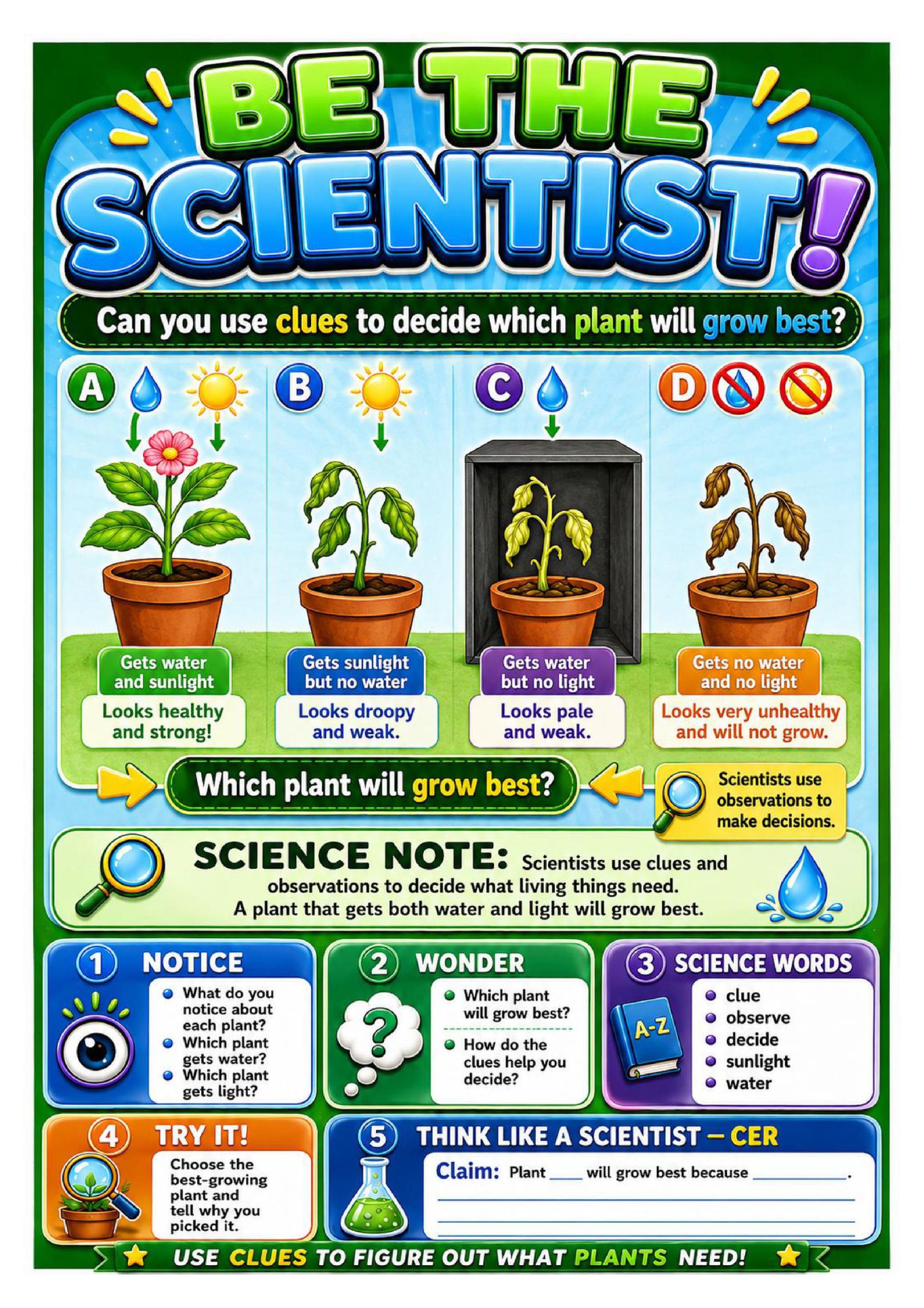 Plant Needs Science Concept Posters