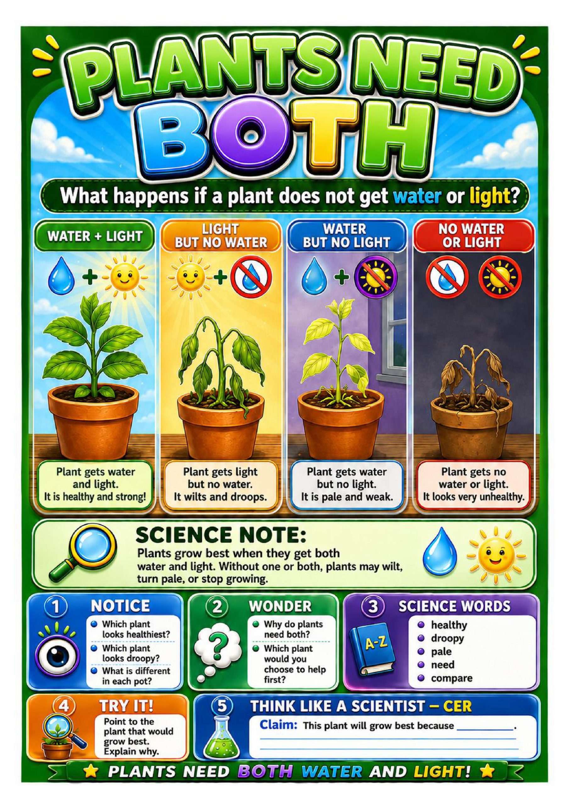 Plant Needs Science Concept Posters