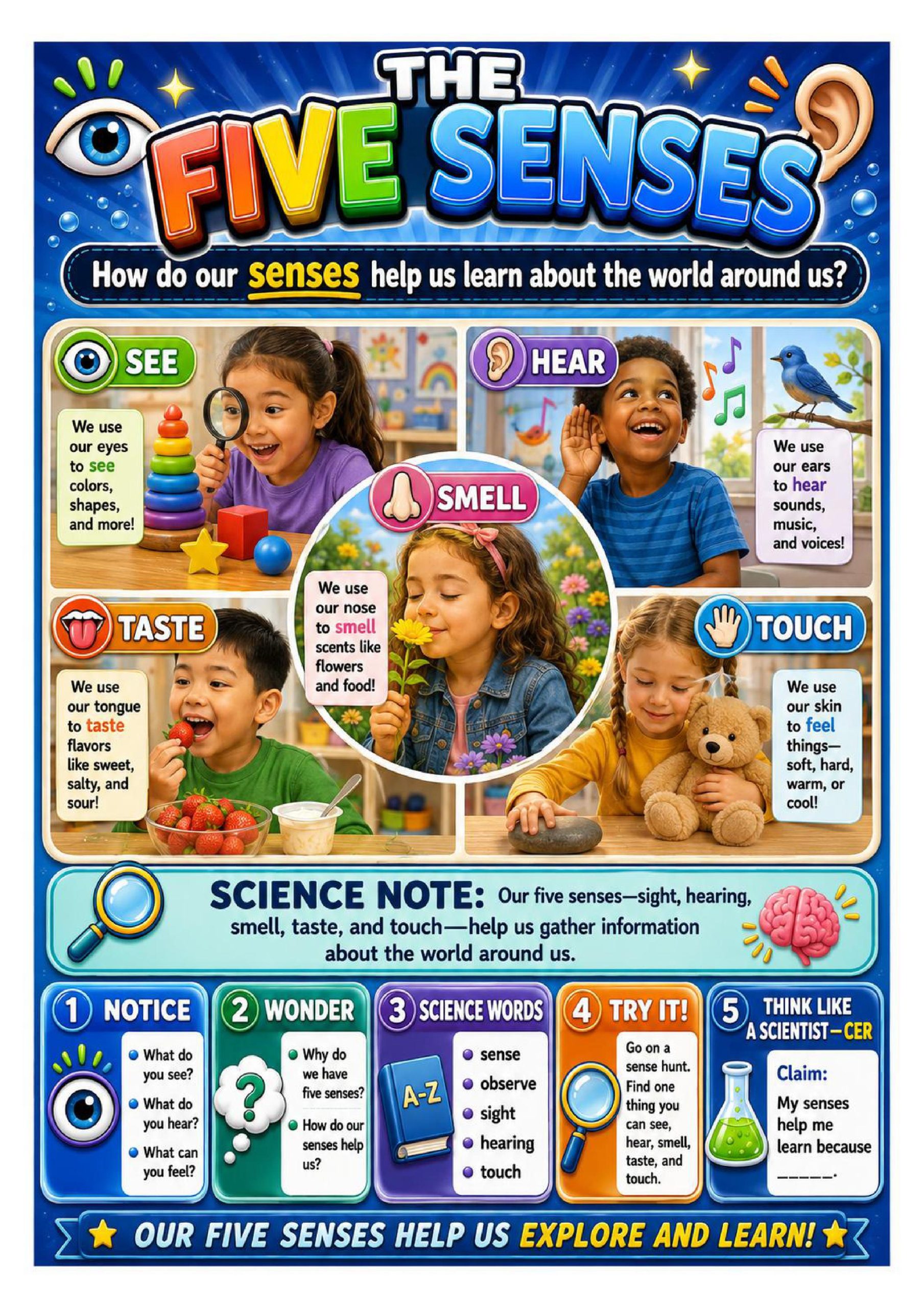 The Five Senses Science Concept Posters cover