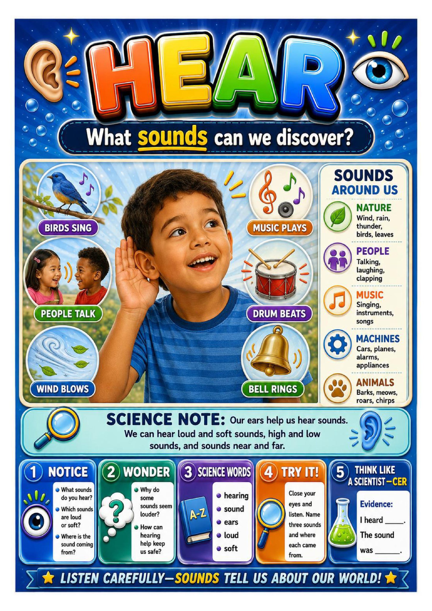 The Five Senses Science Concept Posters