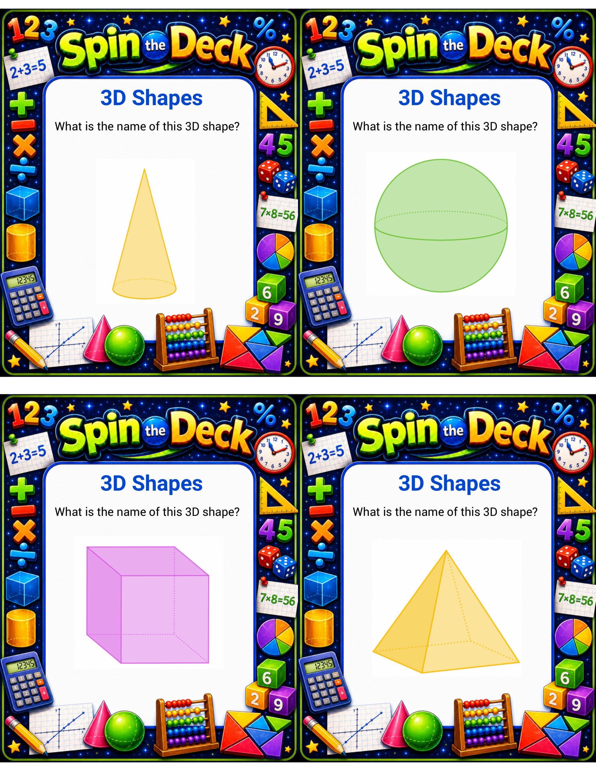 Spin the Deck – 3D Shapes | Geometry Identification and Review Cards
