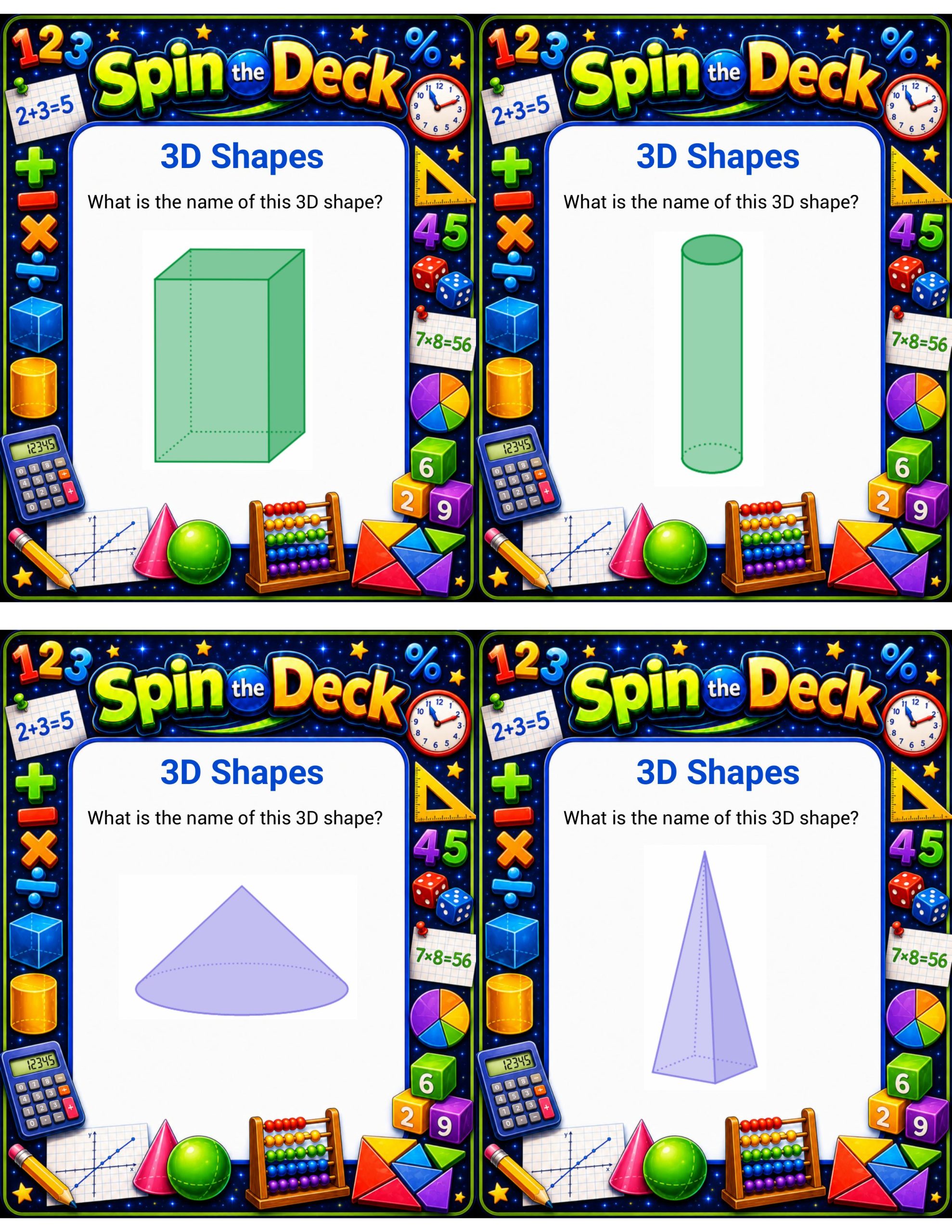 Spin the Deck – 3D Shapes | Geometry Identification and Review Cards