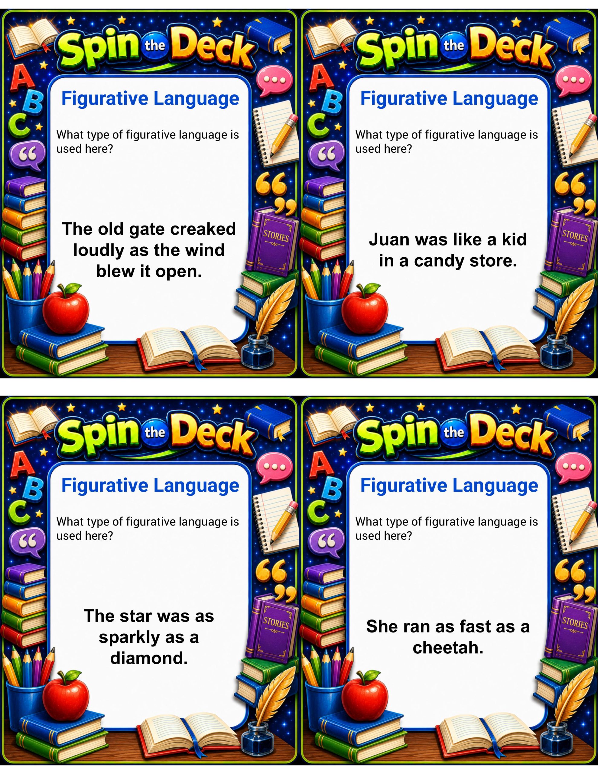 Spin the Deck – Figurative Language | Literary Devices and Reading Comprehension Cards
