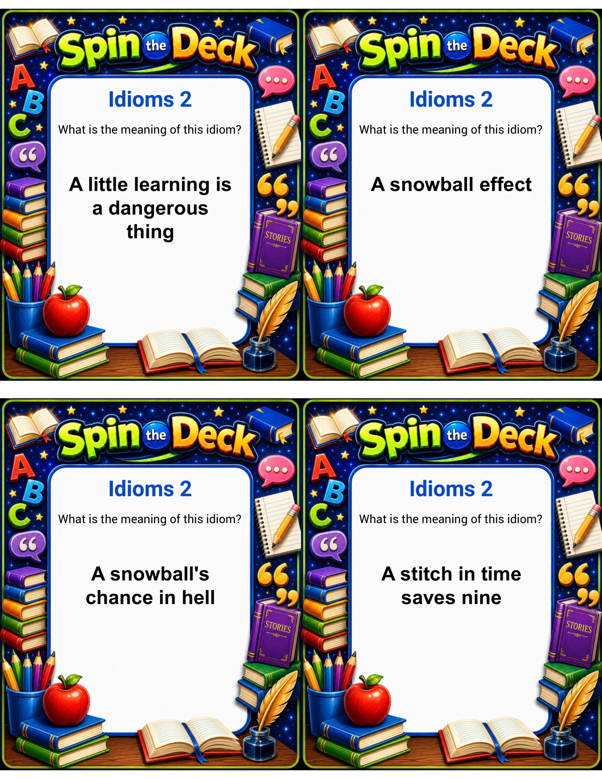 Spin the Deck – Idioms 2 | Figurative Language and Vocabulary Practice
