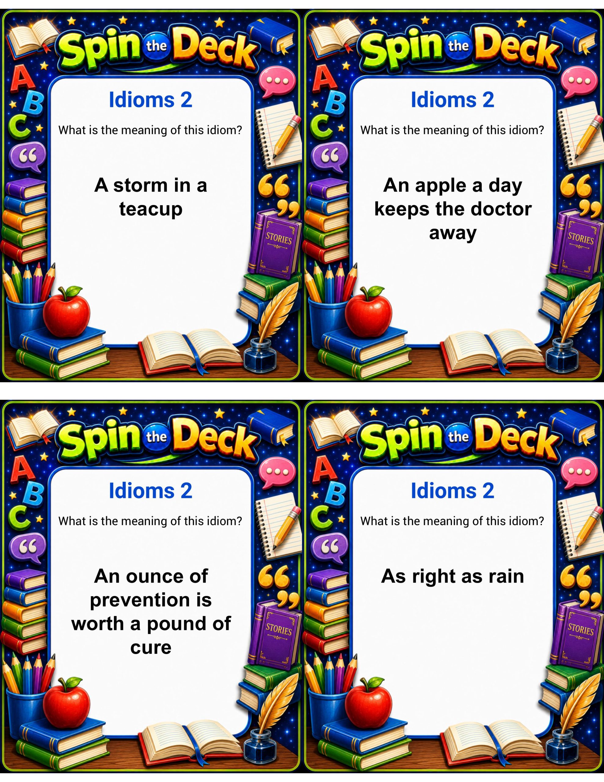 Spin the Deck – Idioms 2 | Figurative Language and Vocabulary Practice