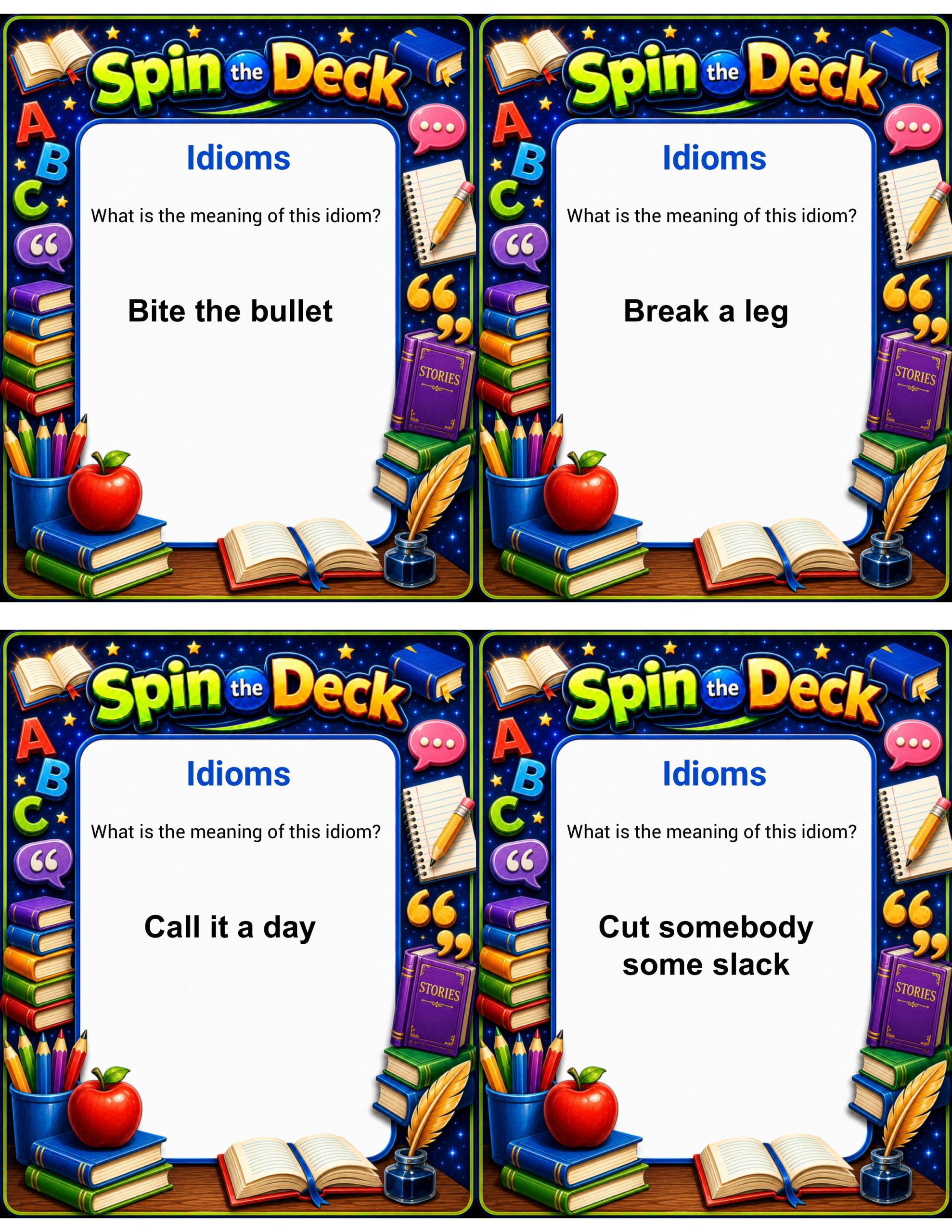 Spin the Deck – Idioms | Figurative Language and Reading Comprehension Cards