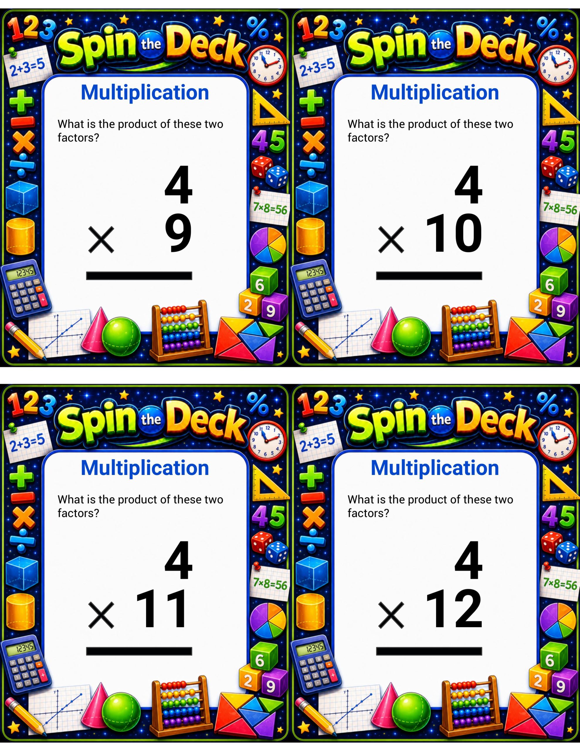 Spin the Deck – Multiplication | Math Facts and Fluency Practice