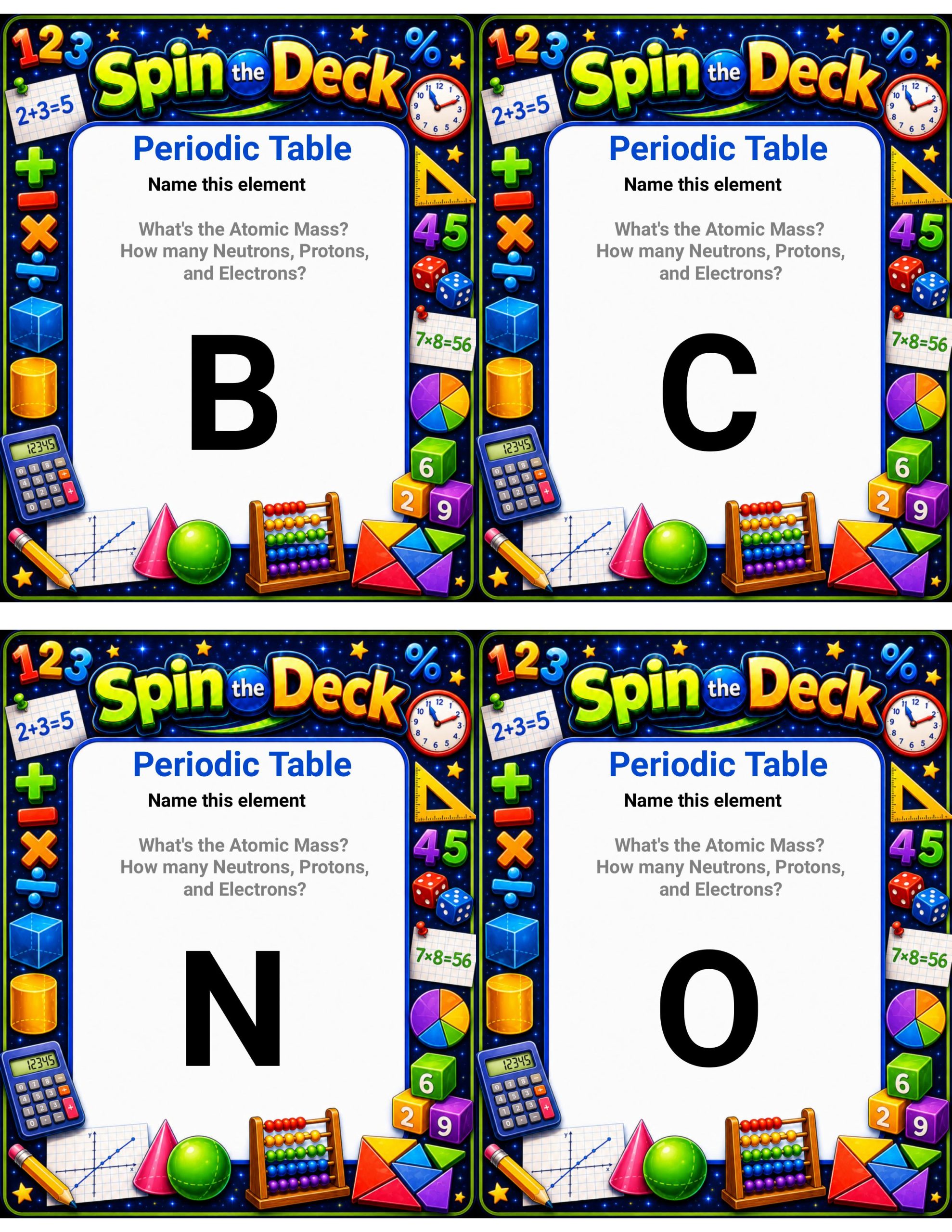 Spin the Deck – Periodic Table | Chemical Elements and Atomic Structure Science Cards